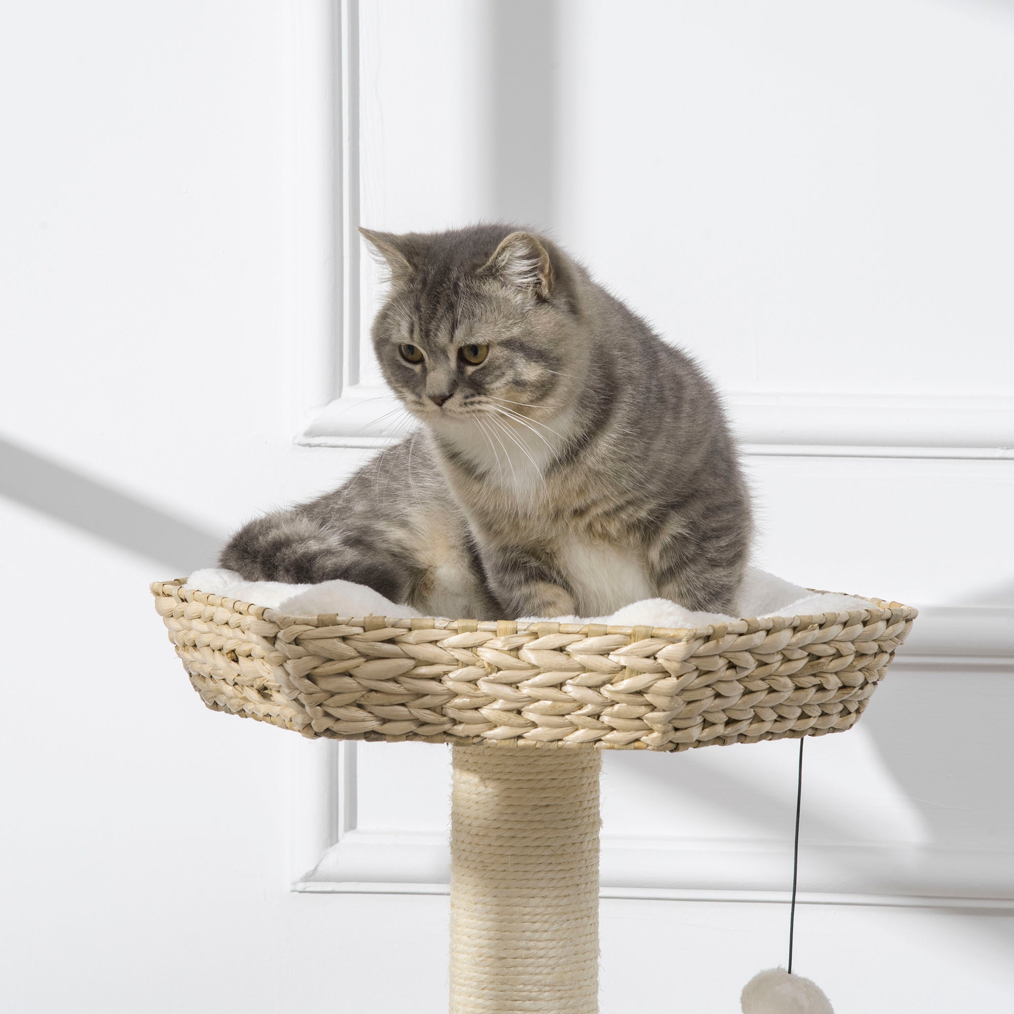 Torre Arranhador para Gatos Médios - 50x50x119 cm - Bege e Creme