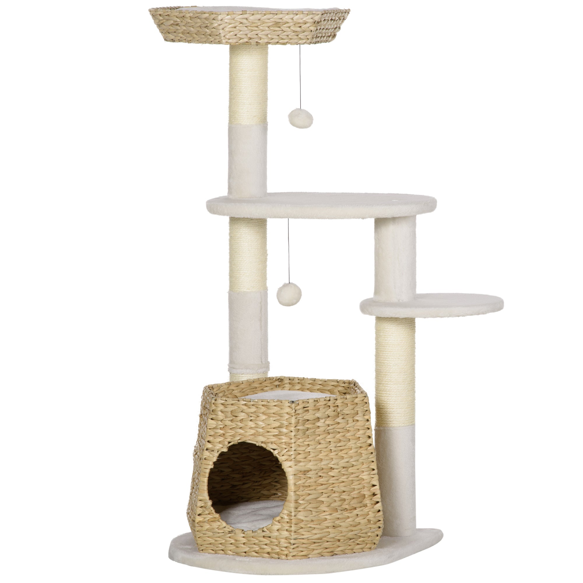 Torre Arranhador para Gatos Médios - 50x50x119 cm - Bege e Creme