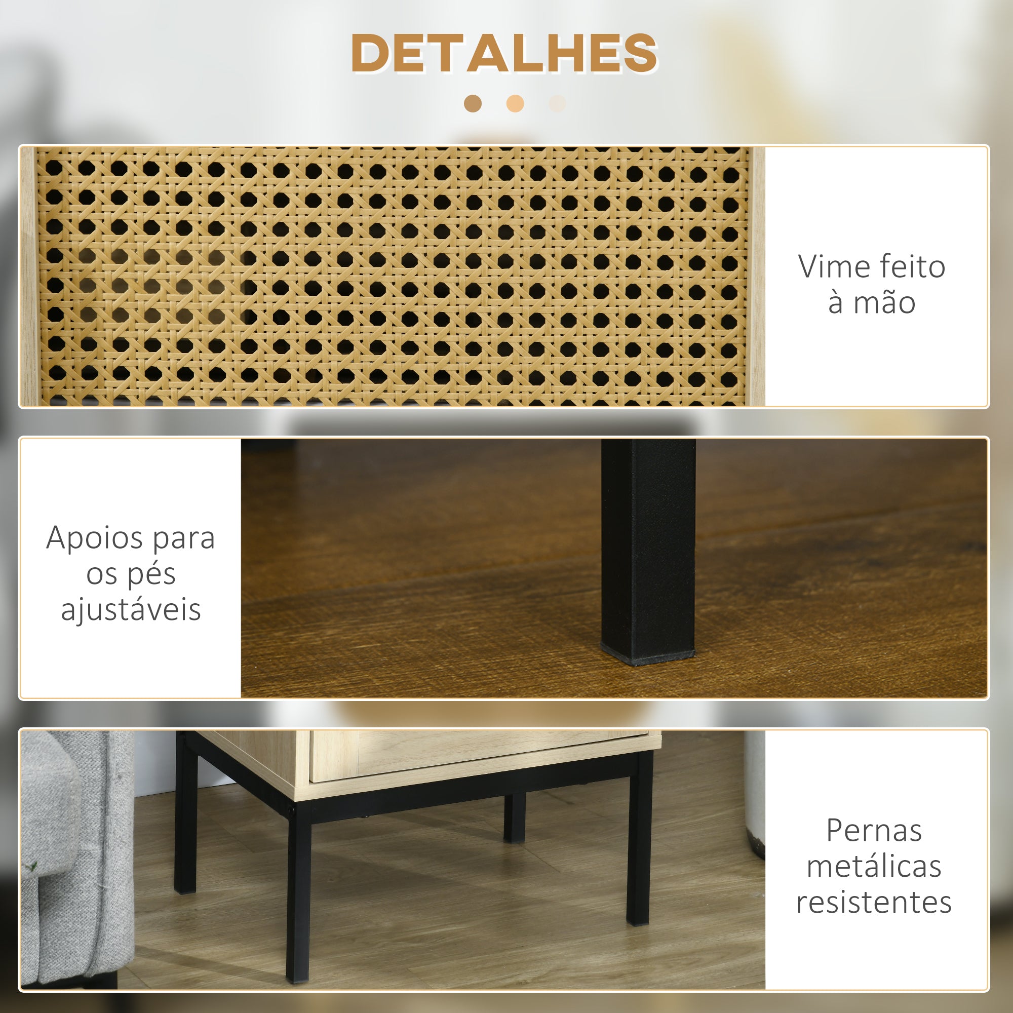 Mesa de Cabeceira Estilo Cannage 43x30x51 cm - Madeira e Preto