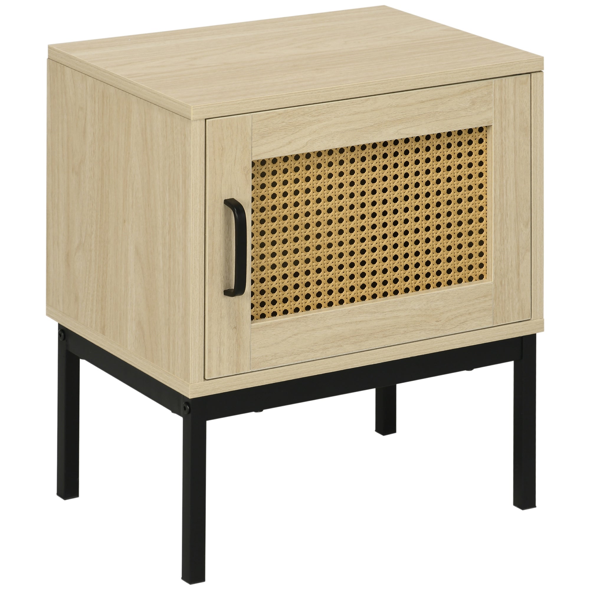 Mesa de Cabeceira Estilo Cannage 43x30x51 cm - Madeira e Preto