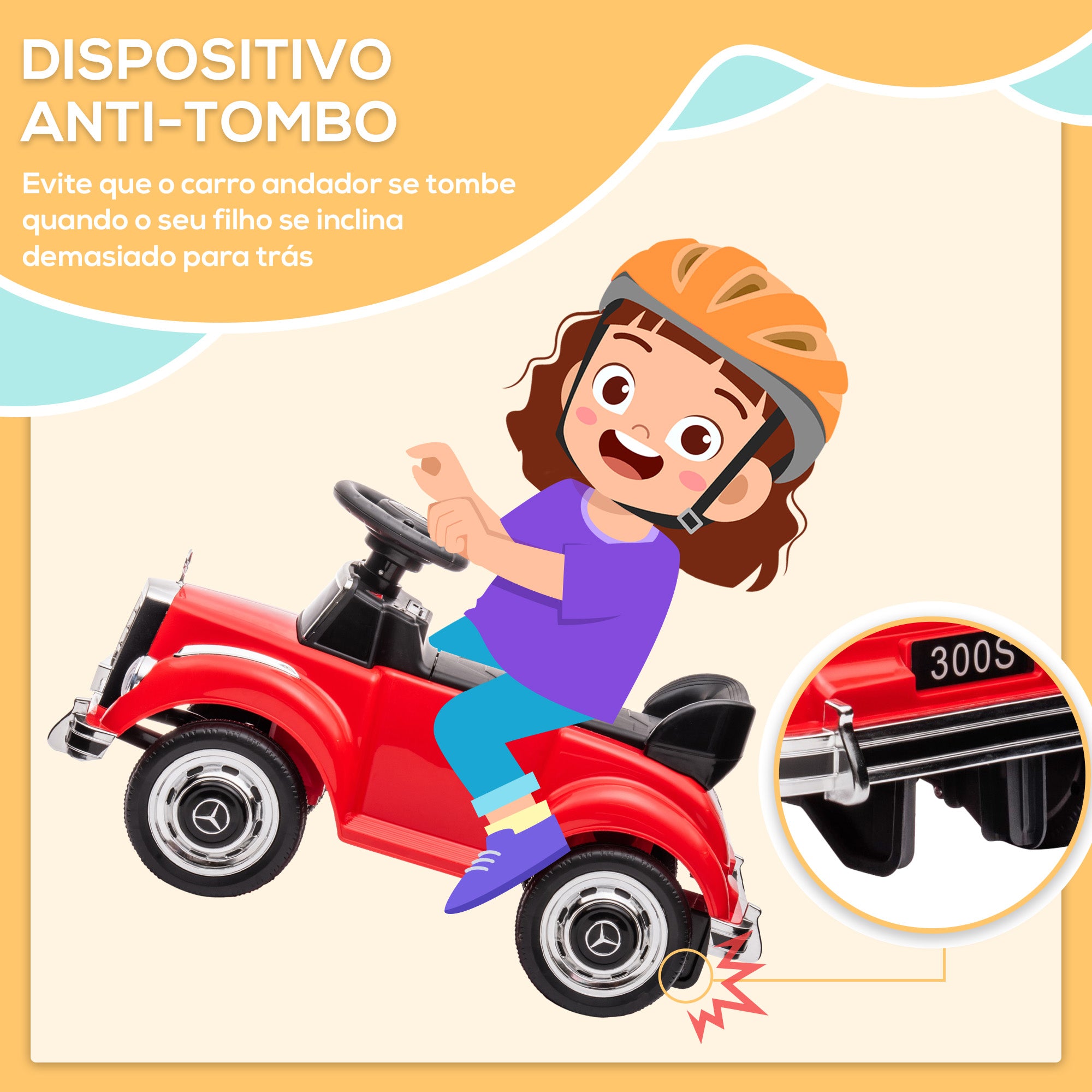 Carro Andador Infantil Vermelho 77,5x41,5x45 cm