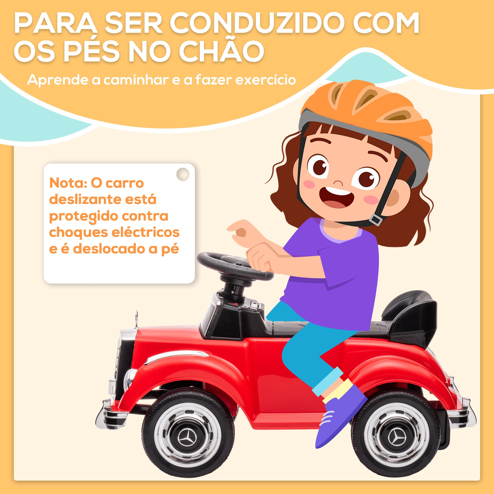 Carro Andador Infantil Vermelho 77,5x41,5x45 cm