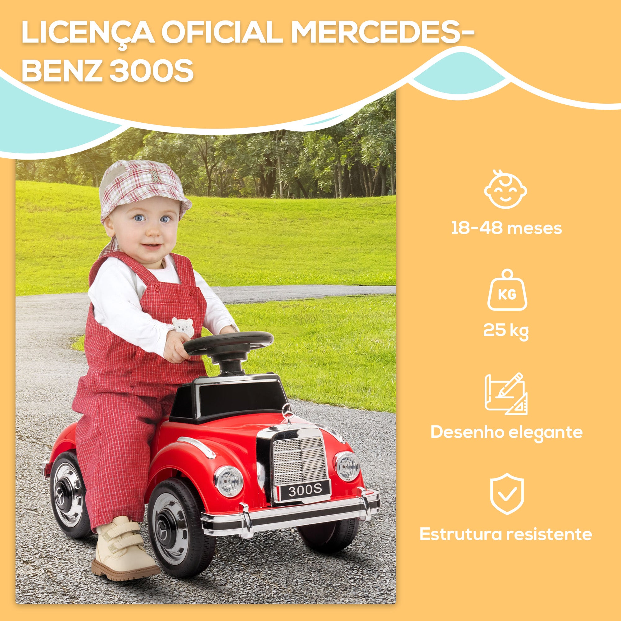 Carro Andador Infantil Vermelho 77,5x41,5x45 cm