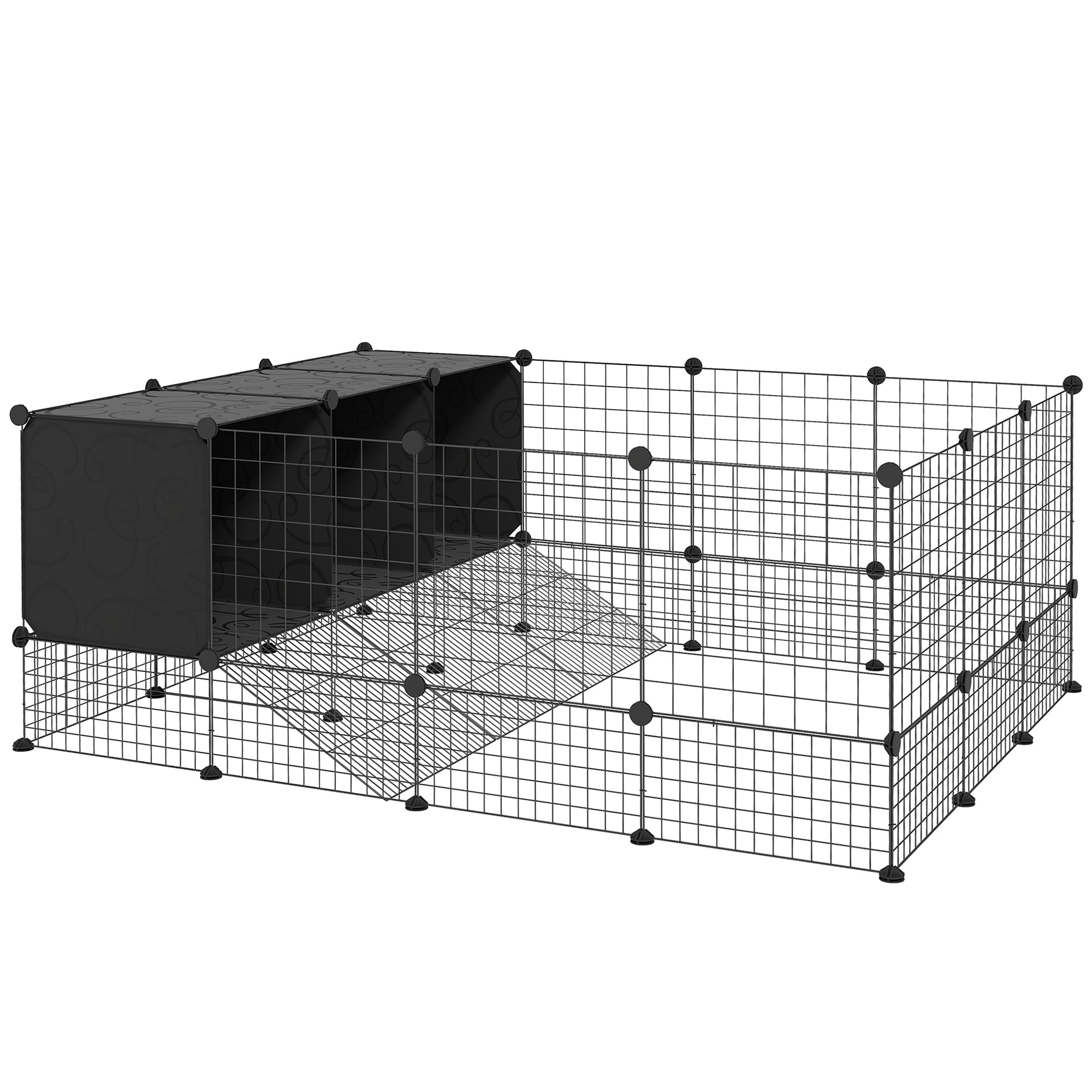 Recinto Modular para Pequenos Animais - 140x105x52 cm - Cor Preto
