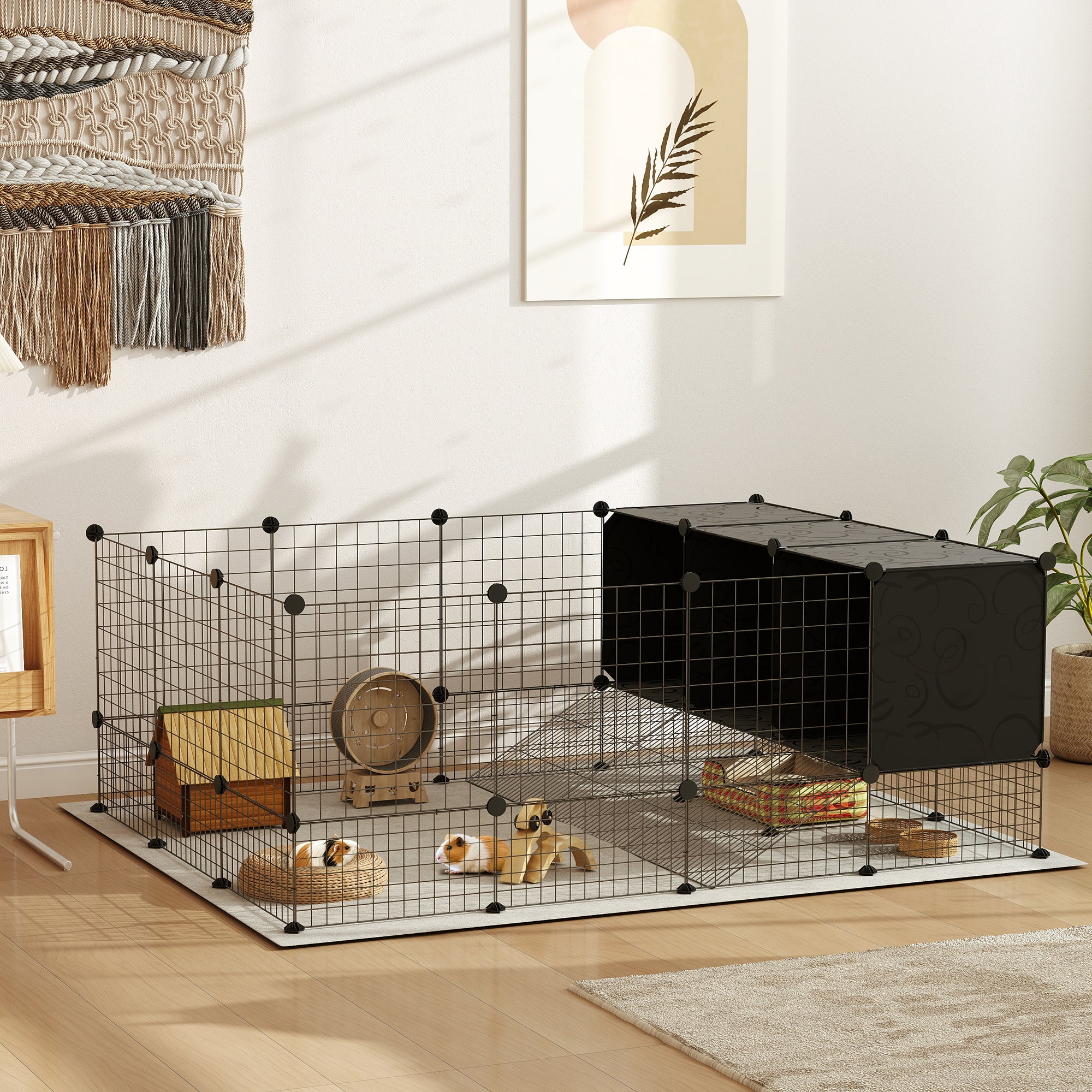Recinto Modular para Pequenos Animais - 140x105x52 cm - Cor Preto