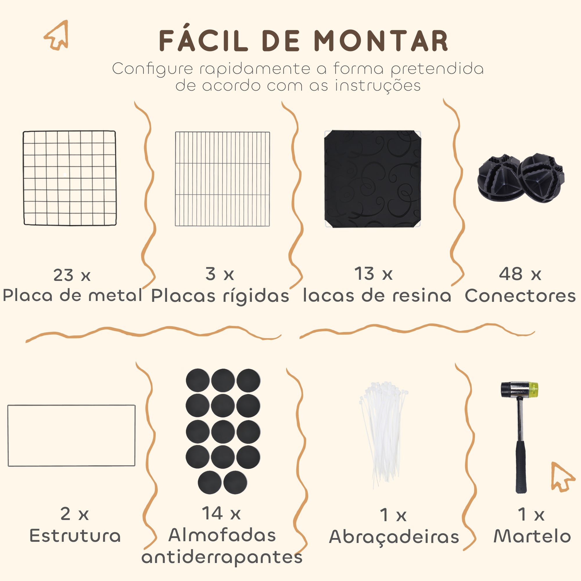 Recinto Modular para Pequenos Animais - 140x105x52 cm - Cor Preto