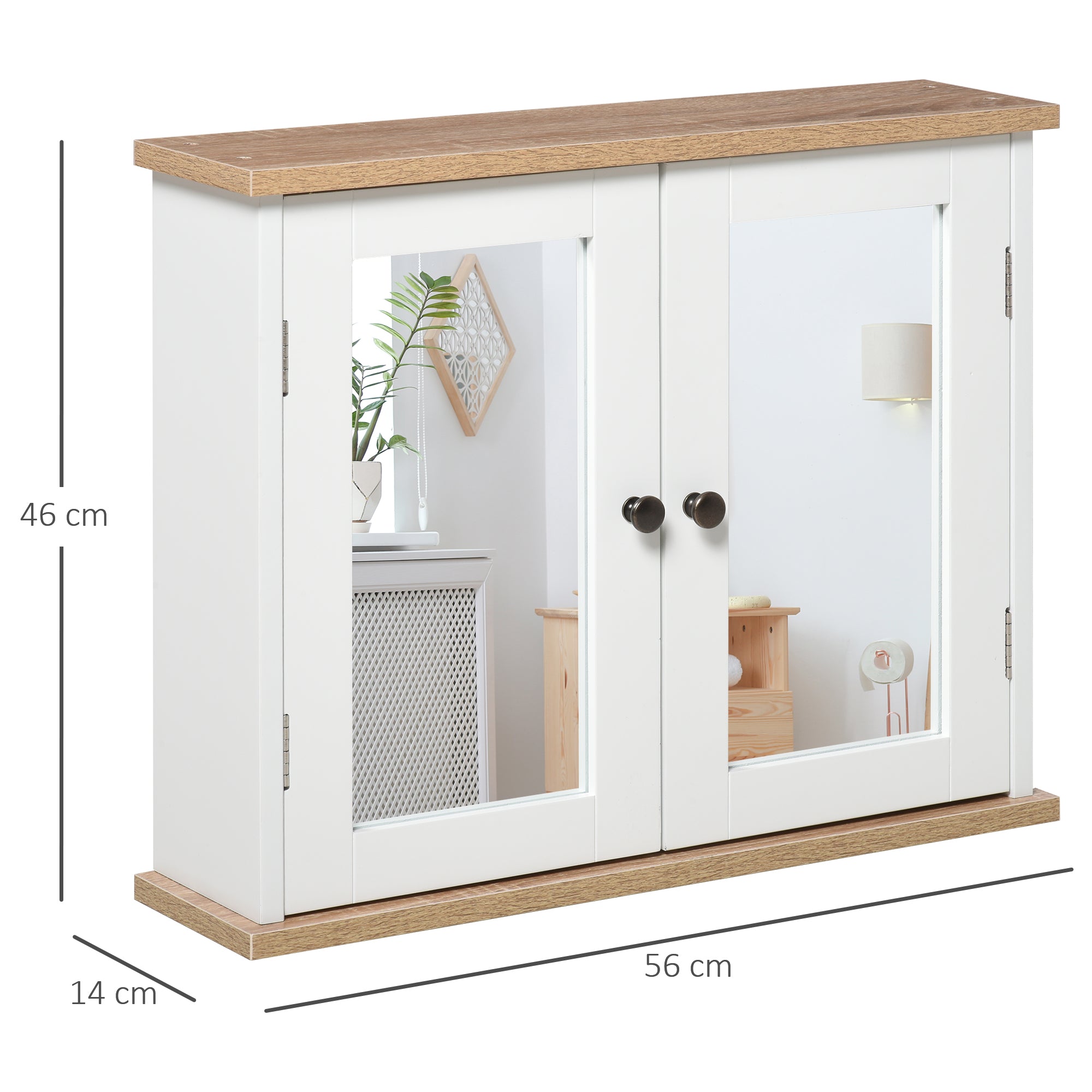 Armário de Banheiro Montado na Parede com Espelho 56x14x46 cm - Branco