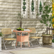 Mesa de Jardim Redonda Ø80x75 cm – Cor de Madeira Natural – Vime PE e Vidro Temperado