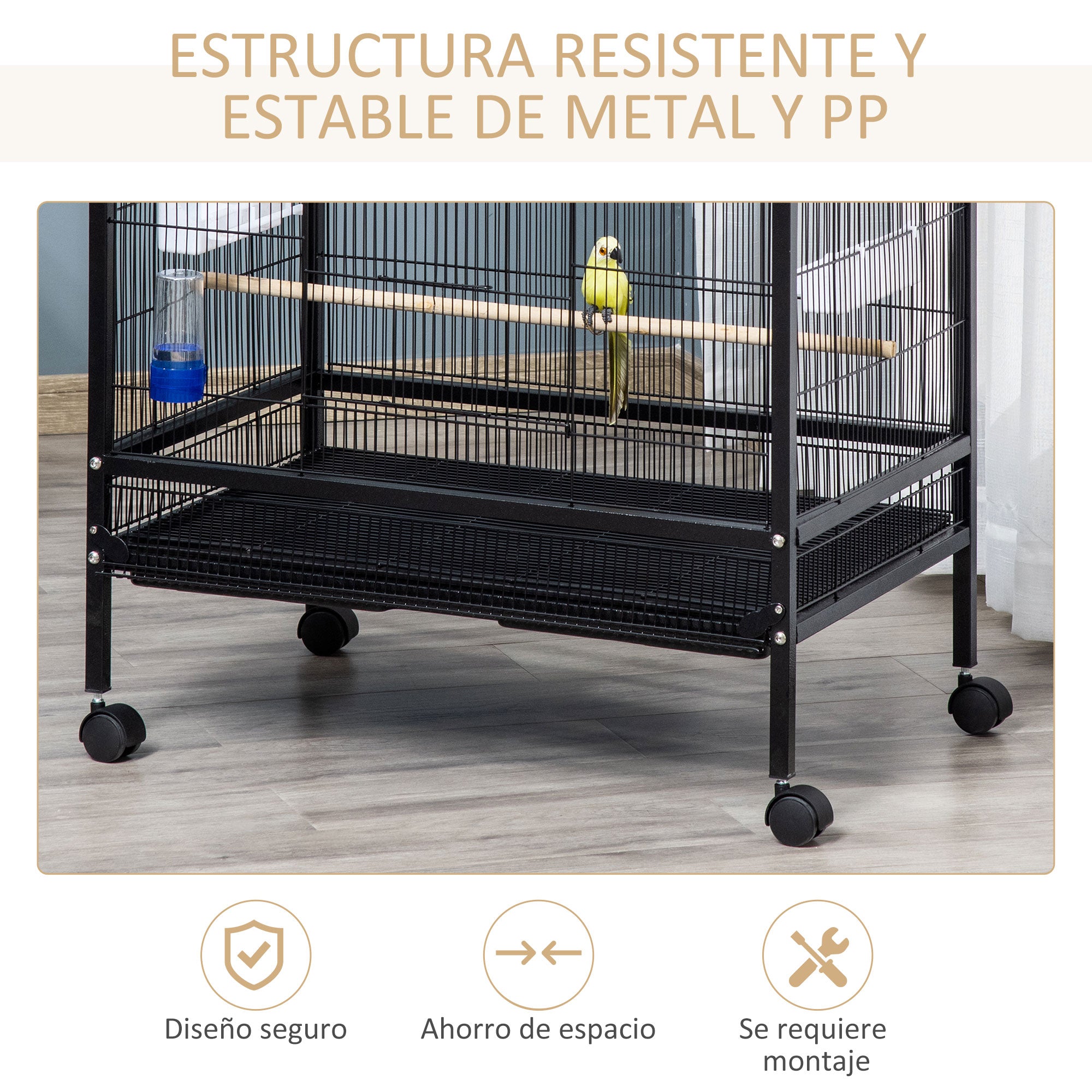 Gaiola para Pássaros Metálica Preto 79x52x137cm