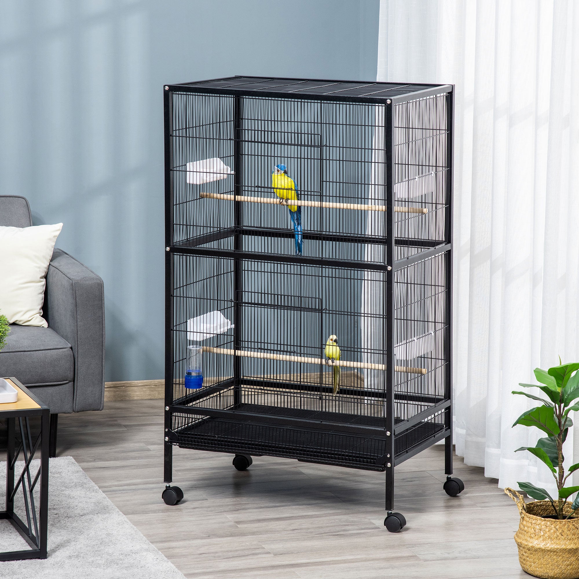 Gaiola para Pássaros Metálica Preto 79x52x137cm