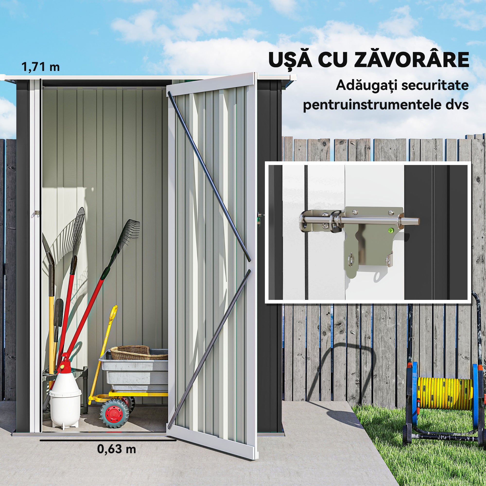Abrigo de Jardim Cinzento 142x84x189cm - Armazenamento Resistente e Funcional