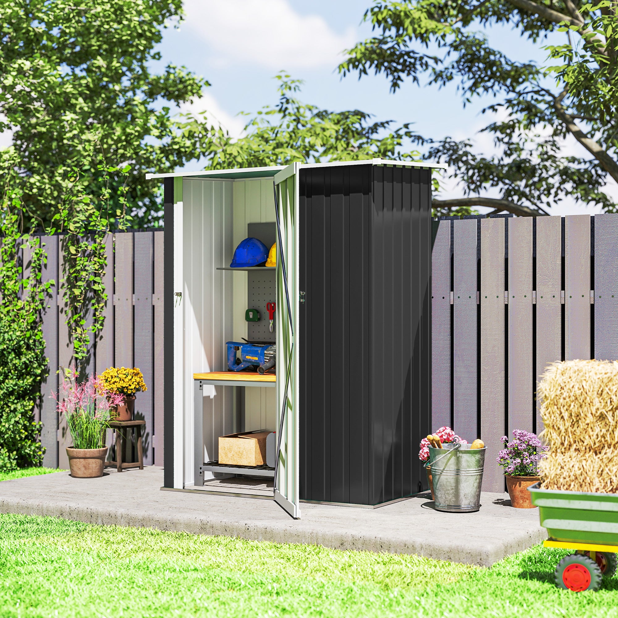 Abrigo de Jardim Cinzento 142x84x189cm - Armazenamento Resistente e Funcional