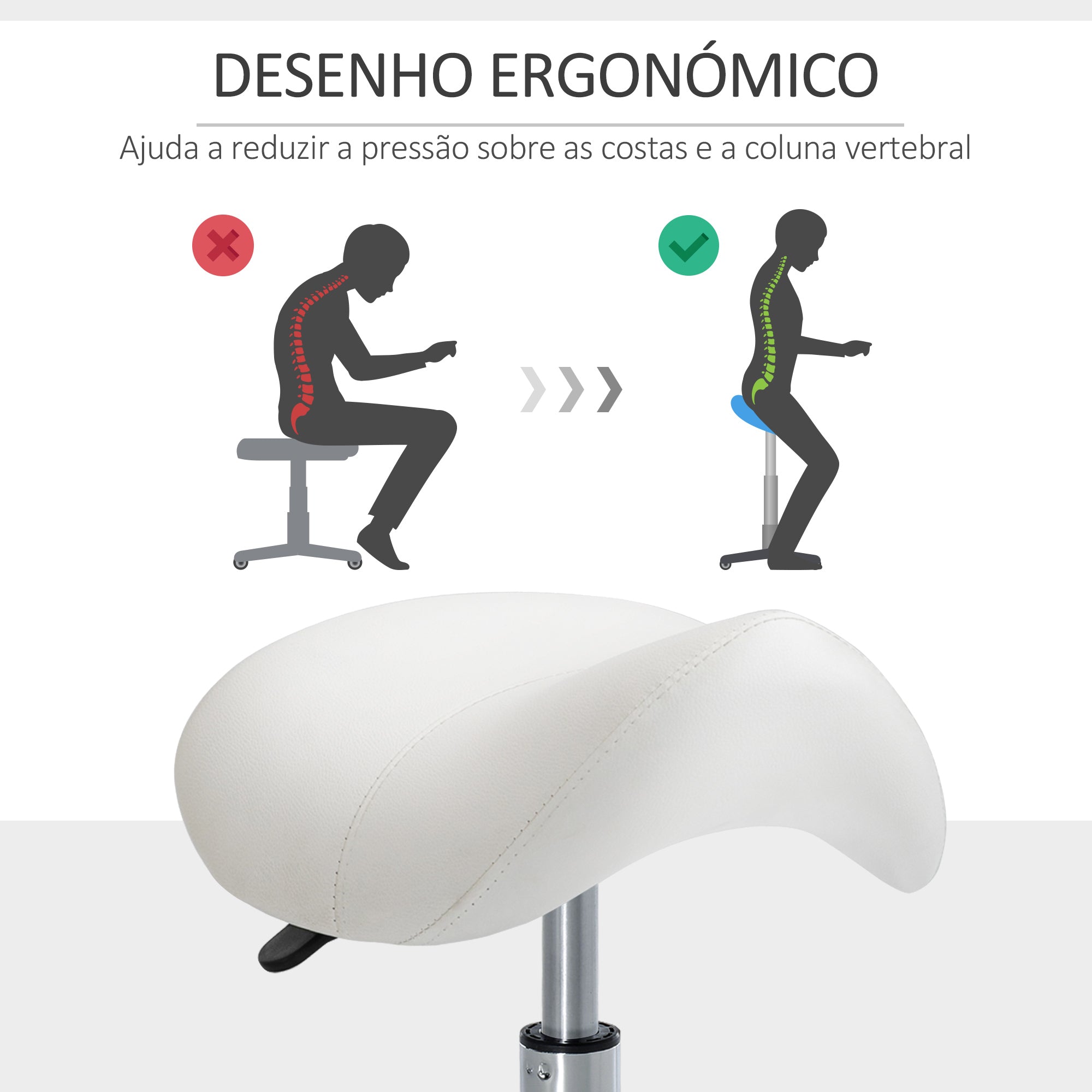 Banquinho Giratório Branco 52x53x(49-61) cm