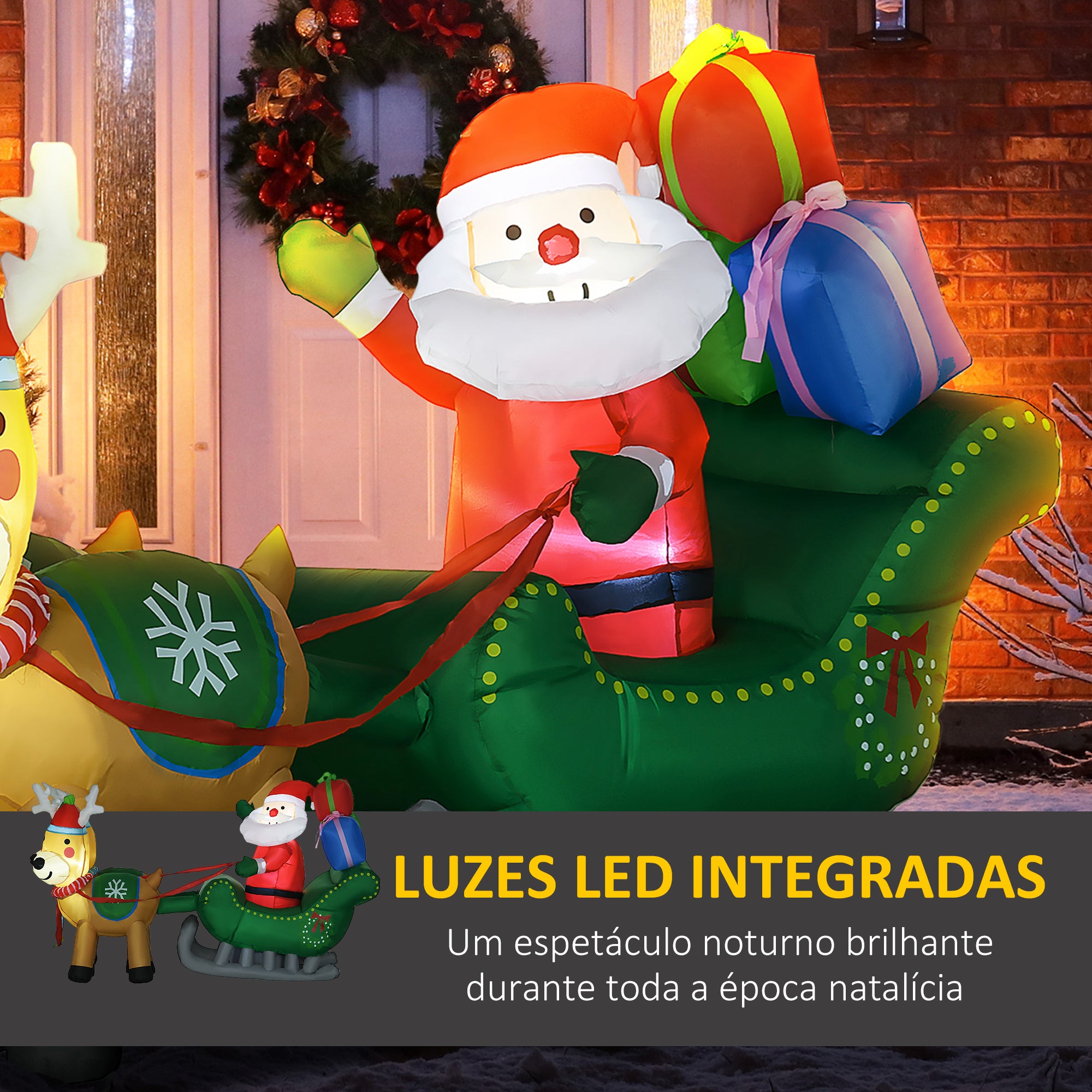 Decoração Insuflável de Natal – 210x70x125 cm – Multicor – Tecido de poliéster
