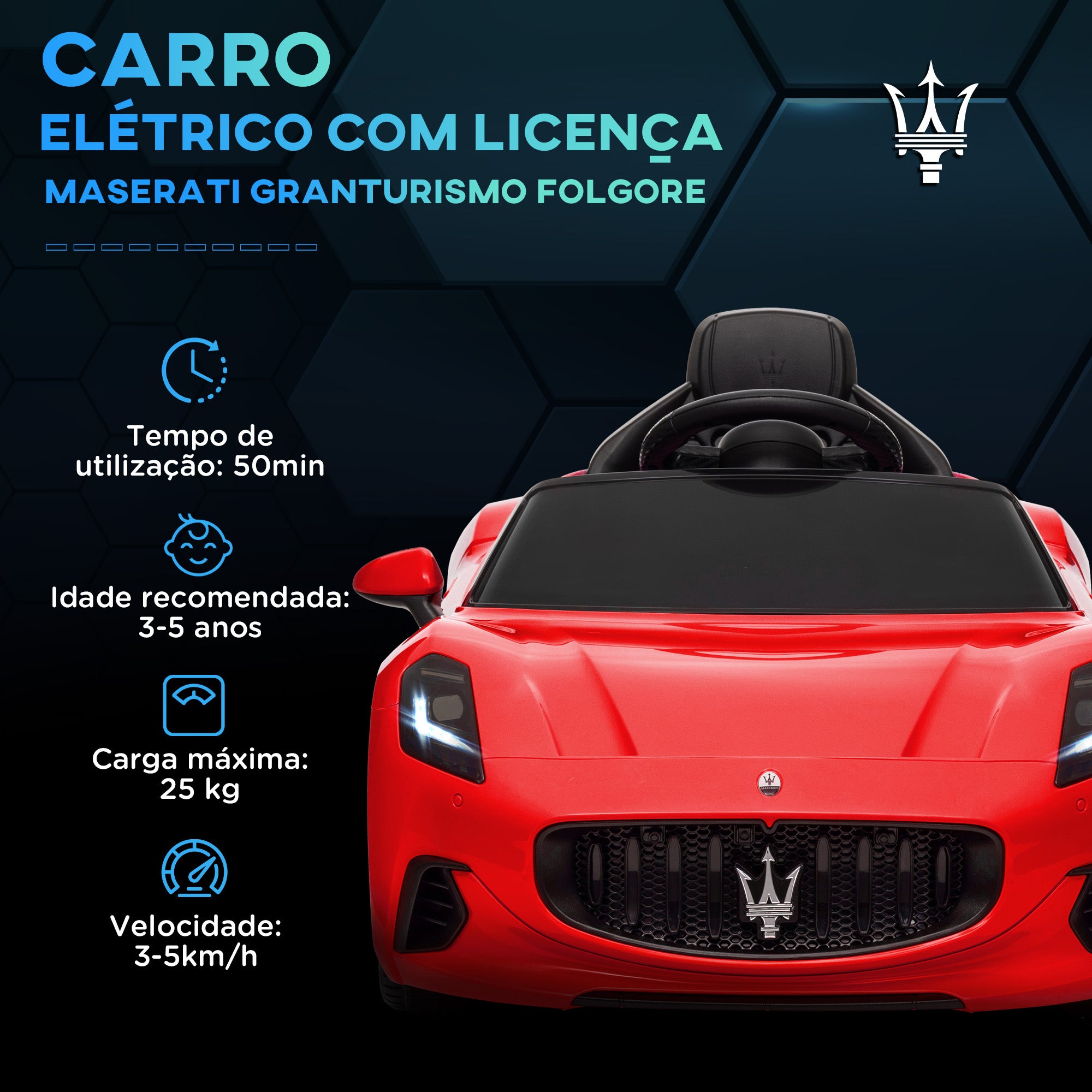Carro Elétrico para Crianças 98x59x43 cm Vermelho