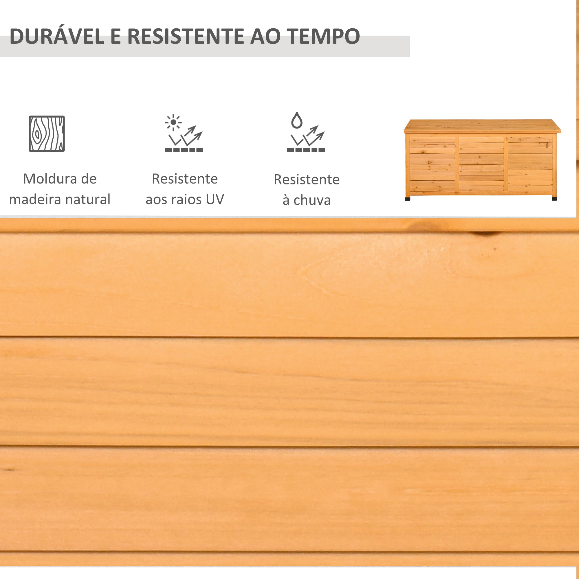 Baú de Armazenamento de Jardim 127x56x60 cm Cor Madeira Natural