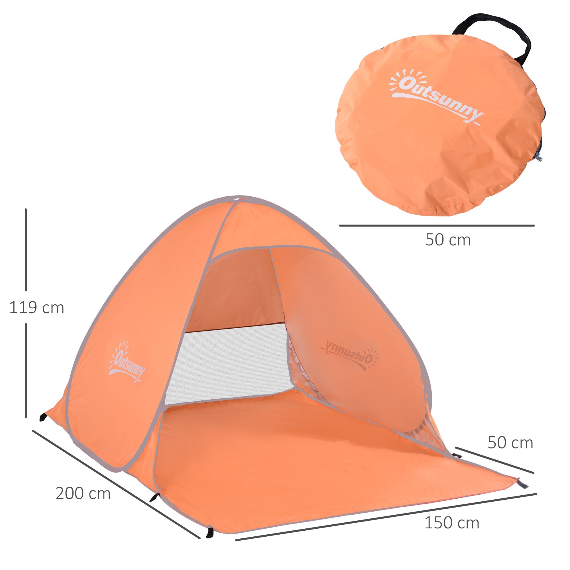 Tenda Pop-up Portátil Laranja 150x200x115 cm