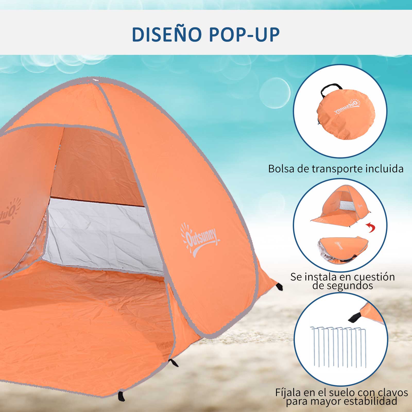 Tenda Pop-up Portátil Laranja 150x200x115 cm