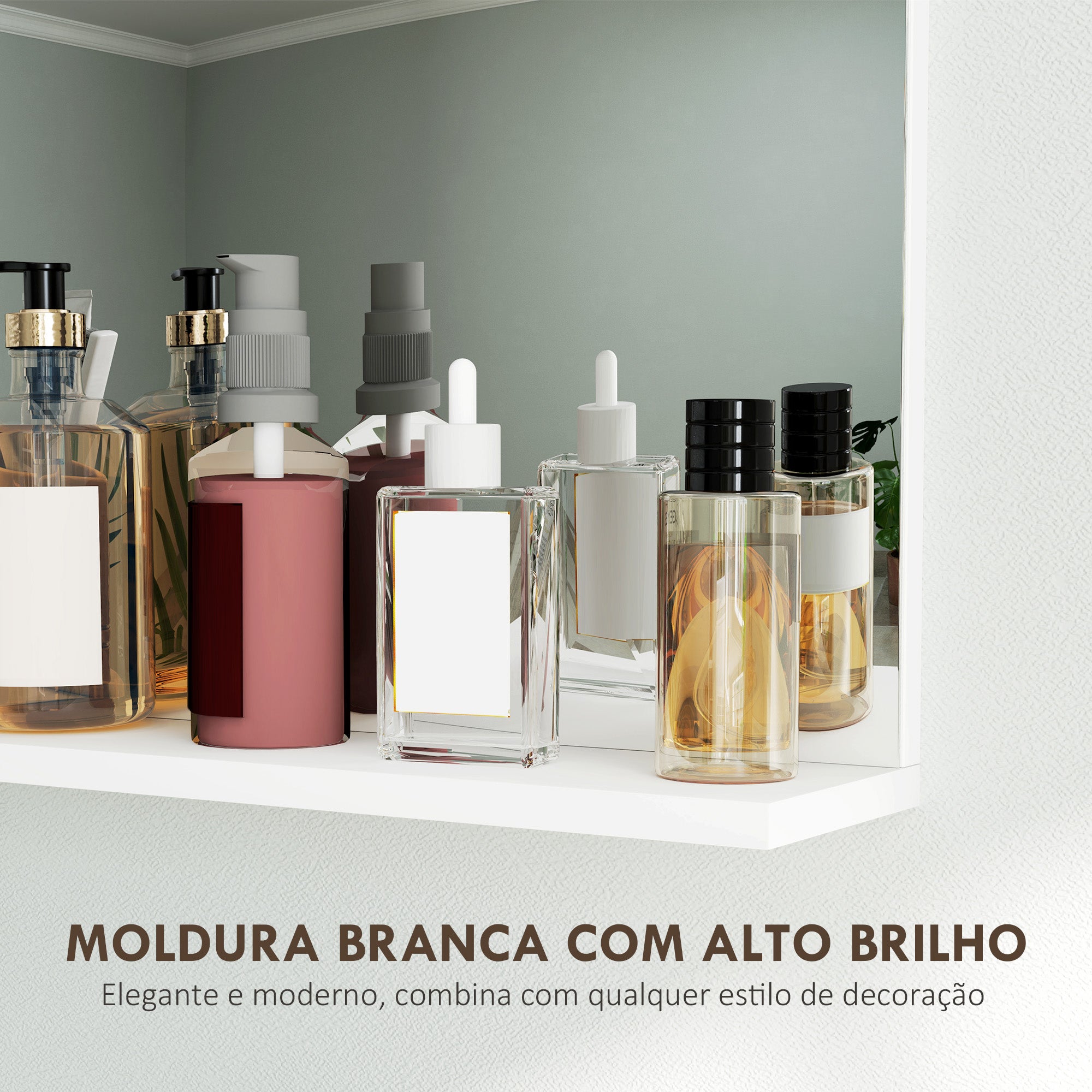 Espelho de Parede com Prateleira 50x12x60 cm - Branco