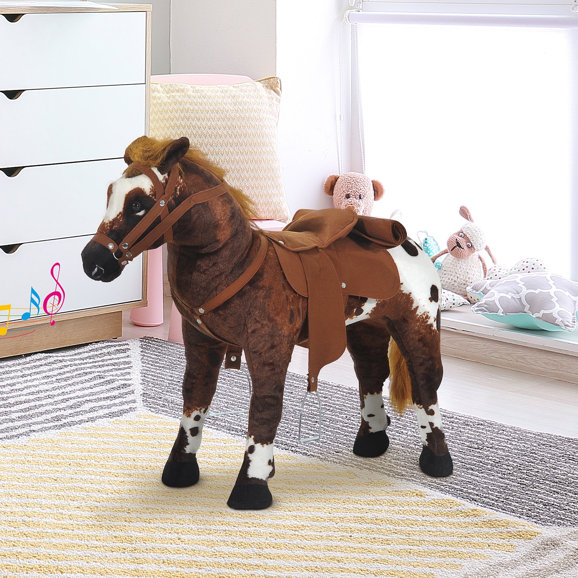 Cavalo de Brinquedo para Crianças - 85x28x60 cm - Cor Marrom