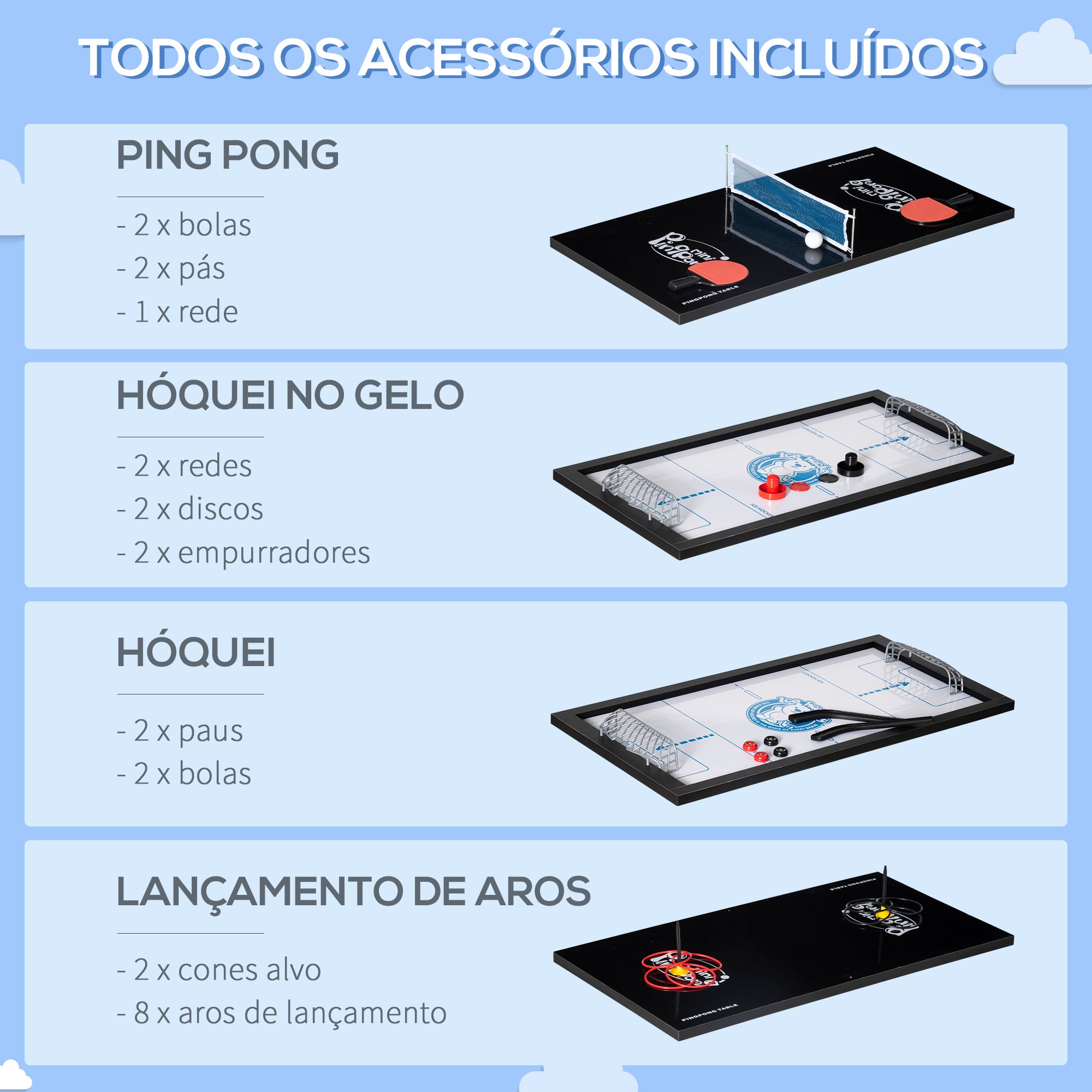 Mesa de Jogos 6 em 1 Multicor 120x88x79 cm