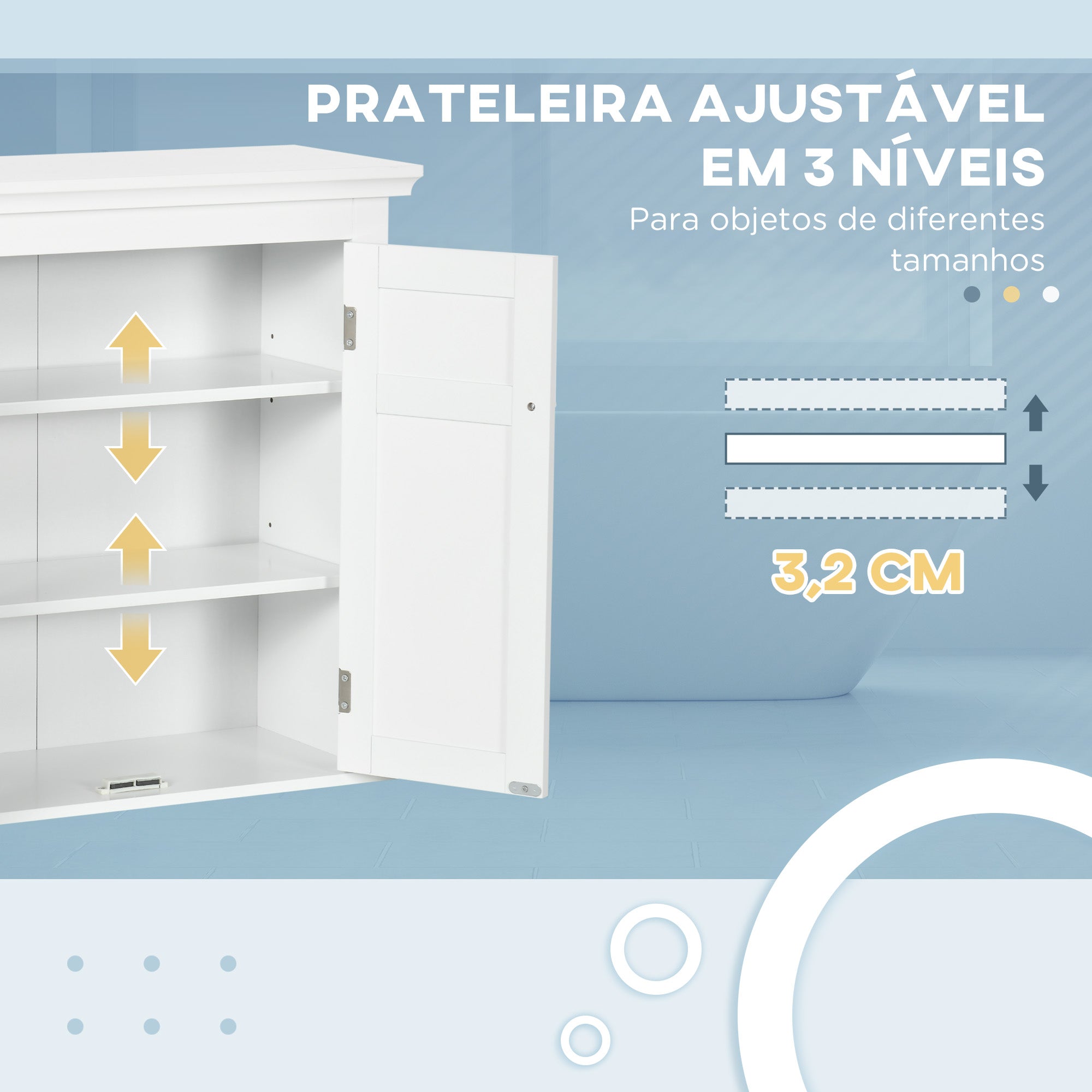 Armário de Parede para Casa de Banho 58x24x60 cm - Branco