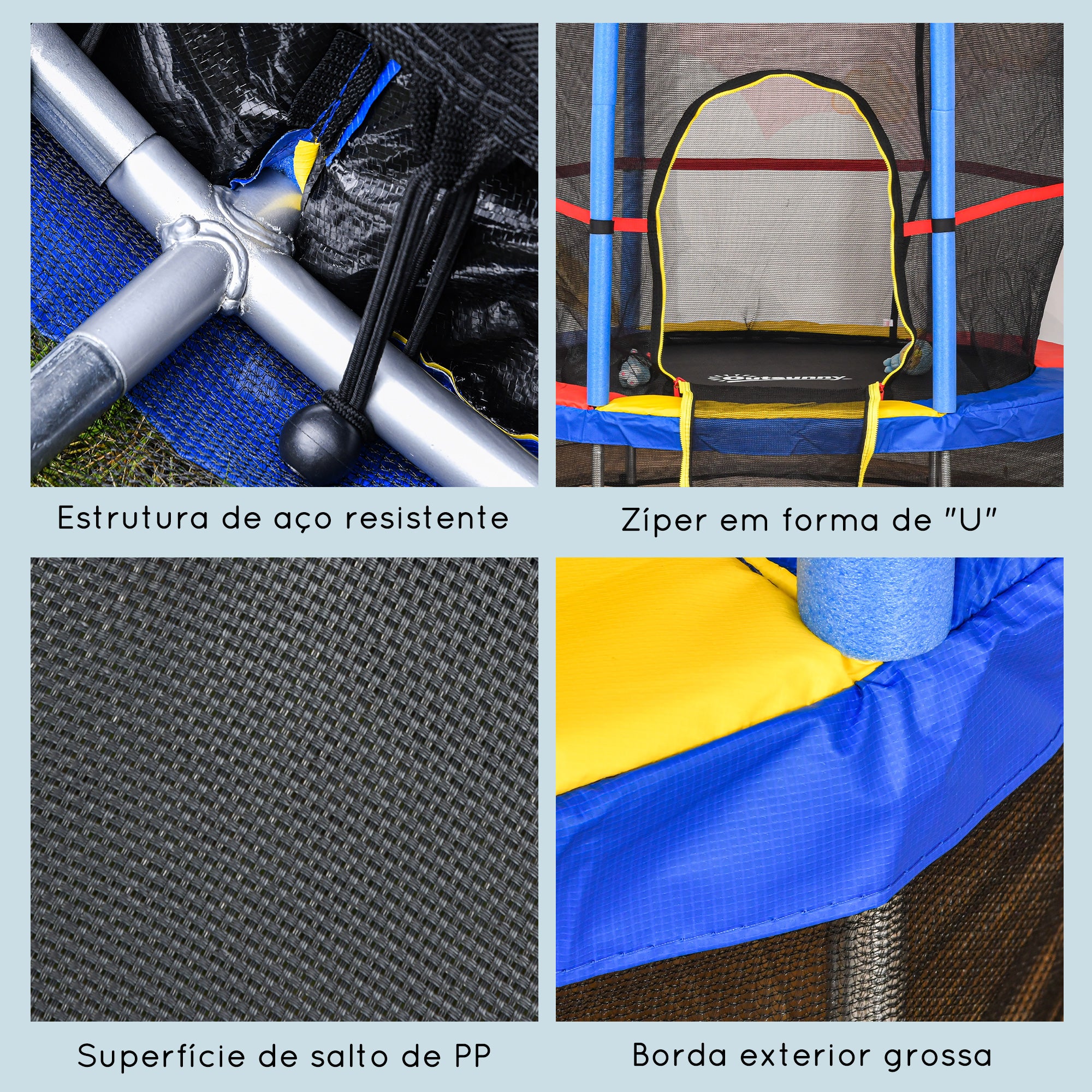 Trampolim Infantil Multicor Ø140x160 cm para Crianças de 3-6 Anos