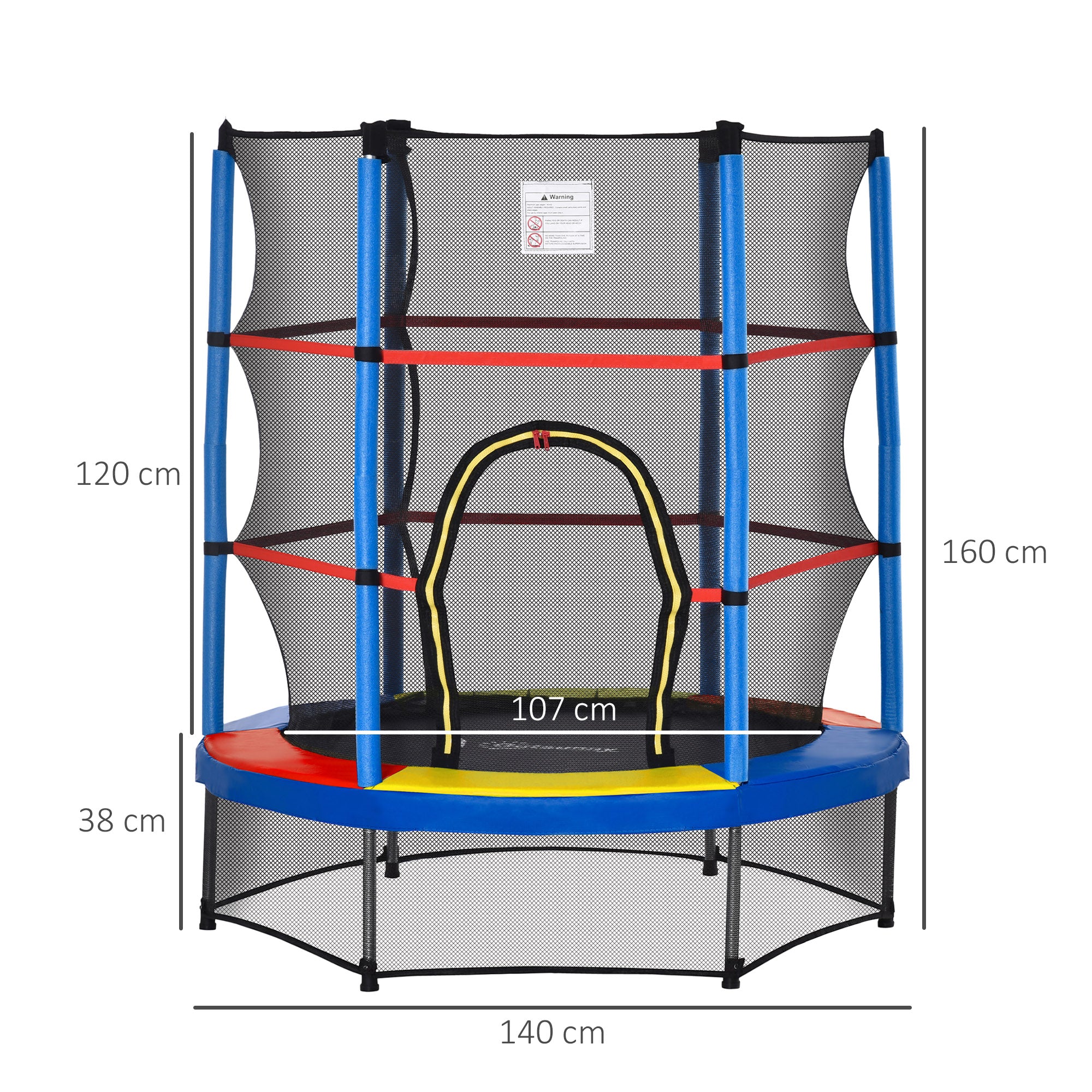 Trampolim Infantil Multicor Ø140x160 cm para Crianças de 3-6 Anos