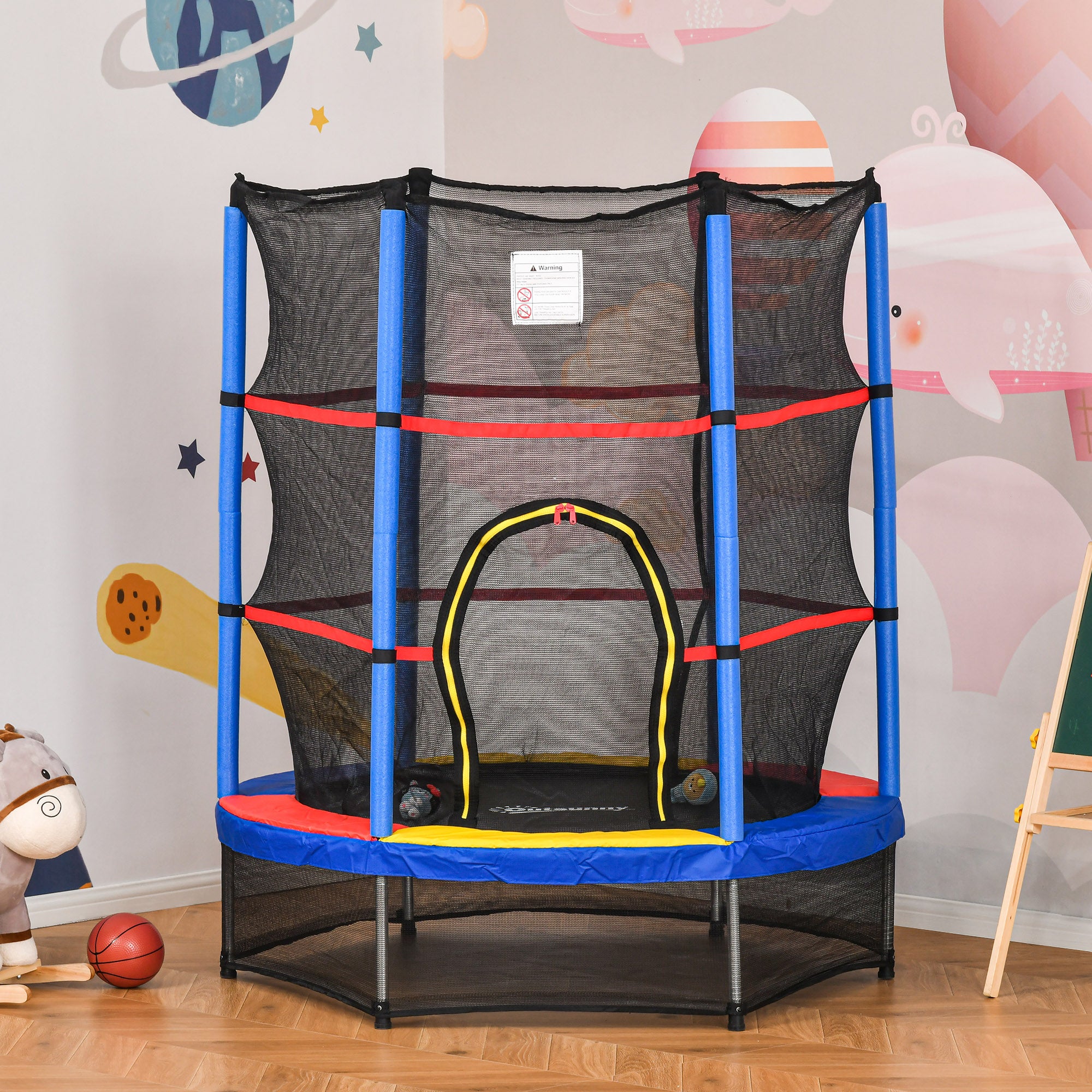 Trampolim Infantil Multicor Ø140x160 cm para Crianças de 3-6 Anos