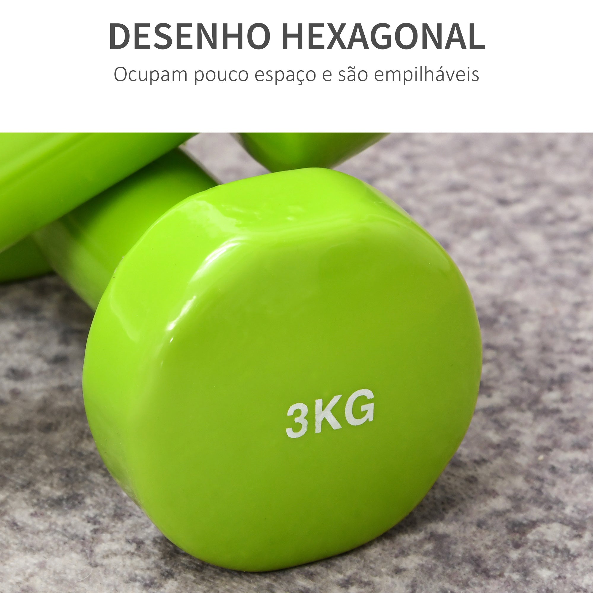 Jogo de 8 Halteres Hexagonais Multicoloridos 4kg 3kg 2kg 1kg - Ø9x19.5cm