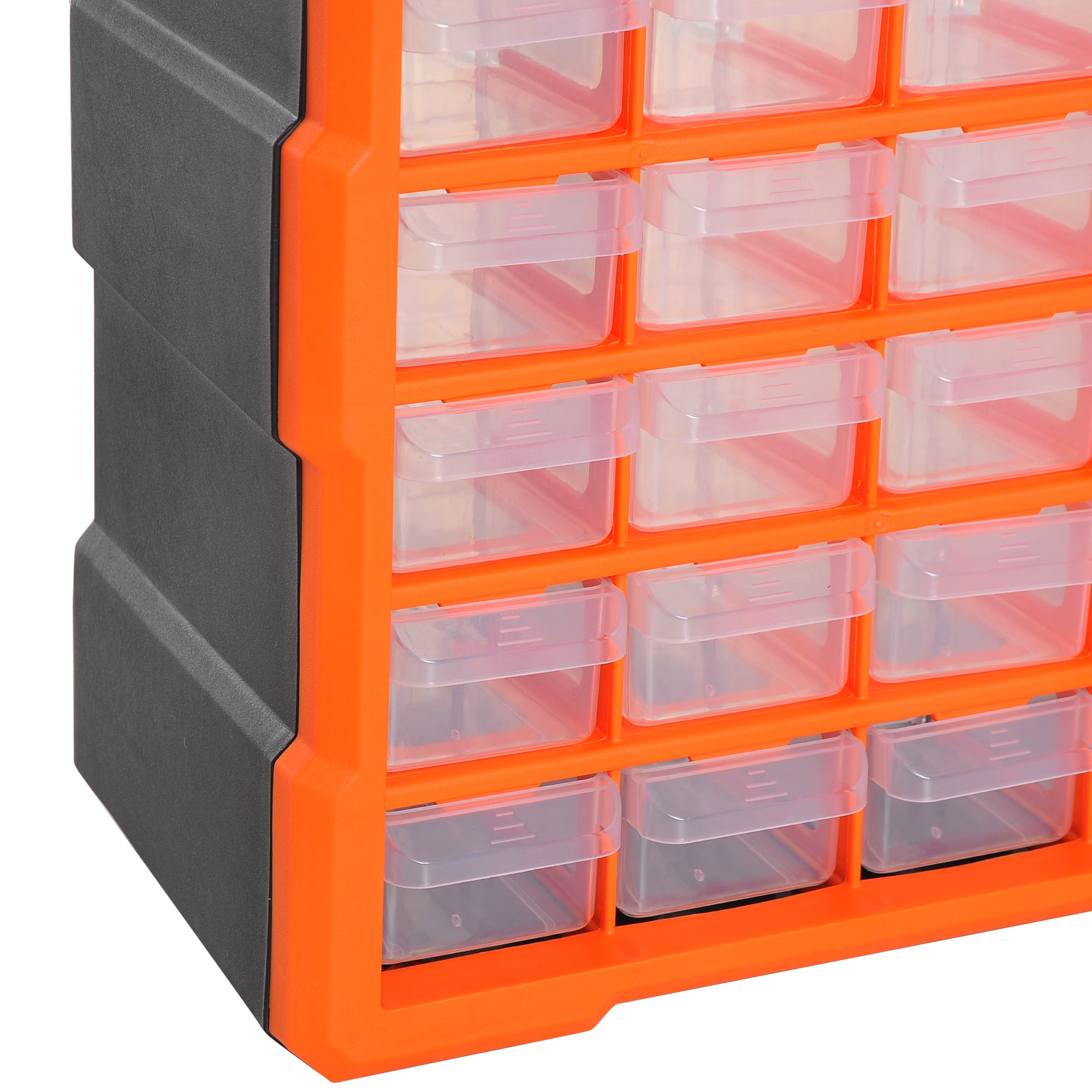 Organizador de Ferragens com 60 Gavetas PP 38x16x47,5cm Cinza e Laranja