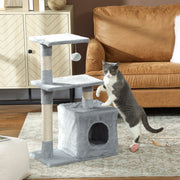 Arranhador para Gatos 50x30x81,5 cm Cinza Escuro Centro de Atividades com Poste de Sisal e Plataformas
