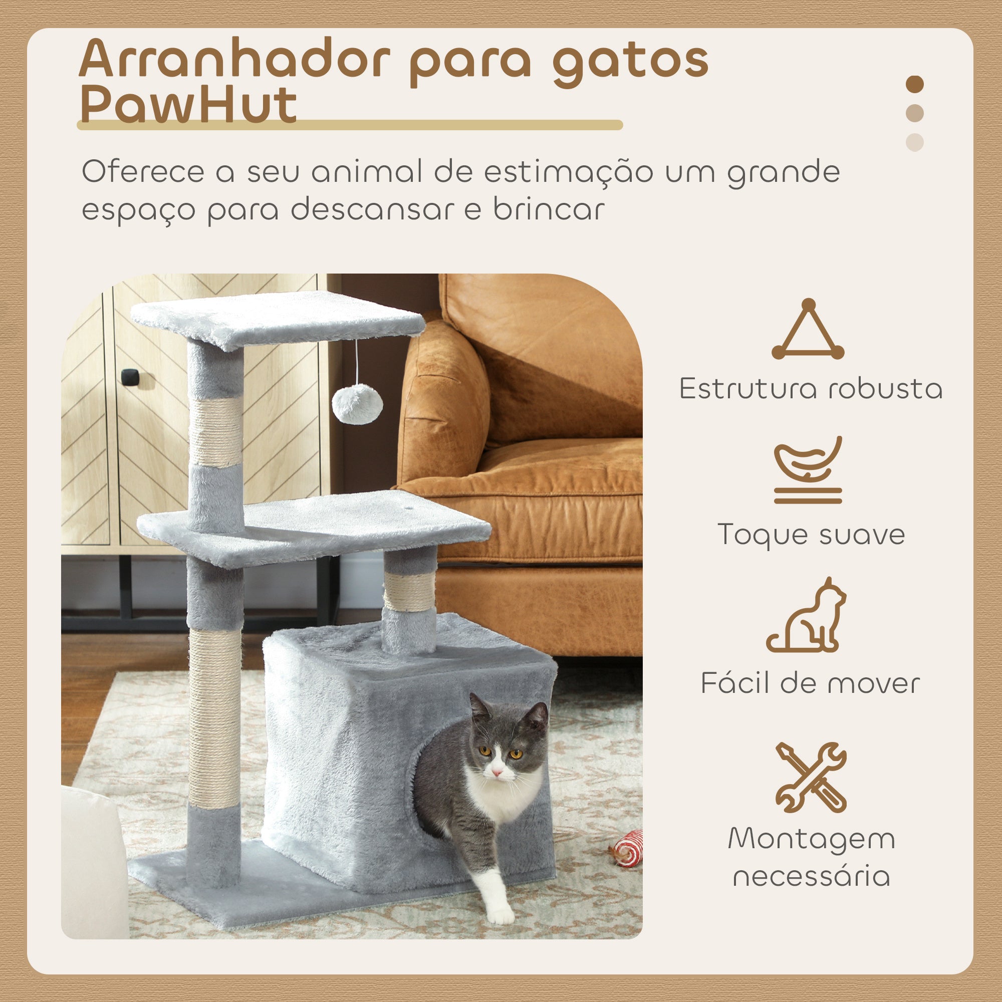 Arranhador para Gatos 50x30x81,5 cm Cinza Escuro Centro de Atividades com Poste de Sisal e Plataformas