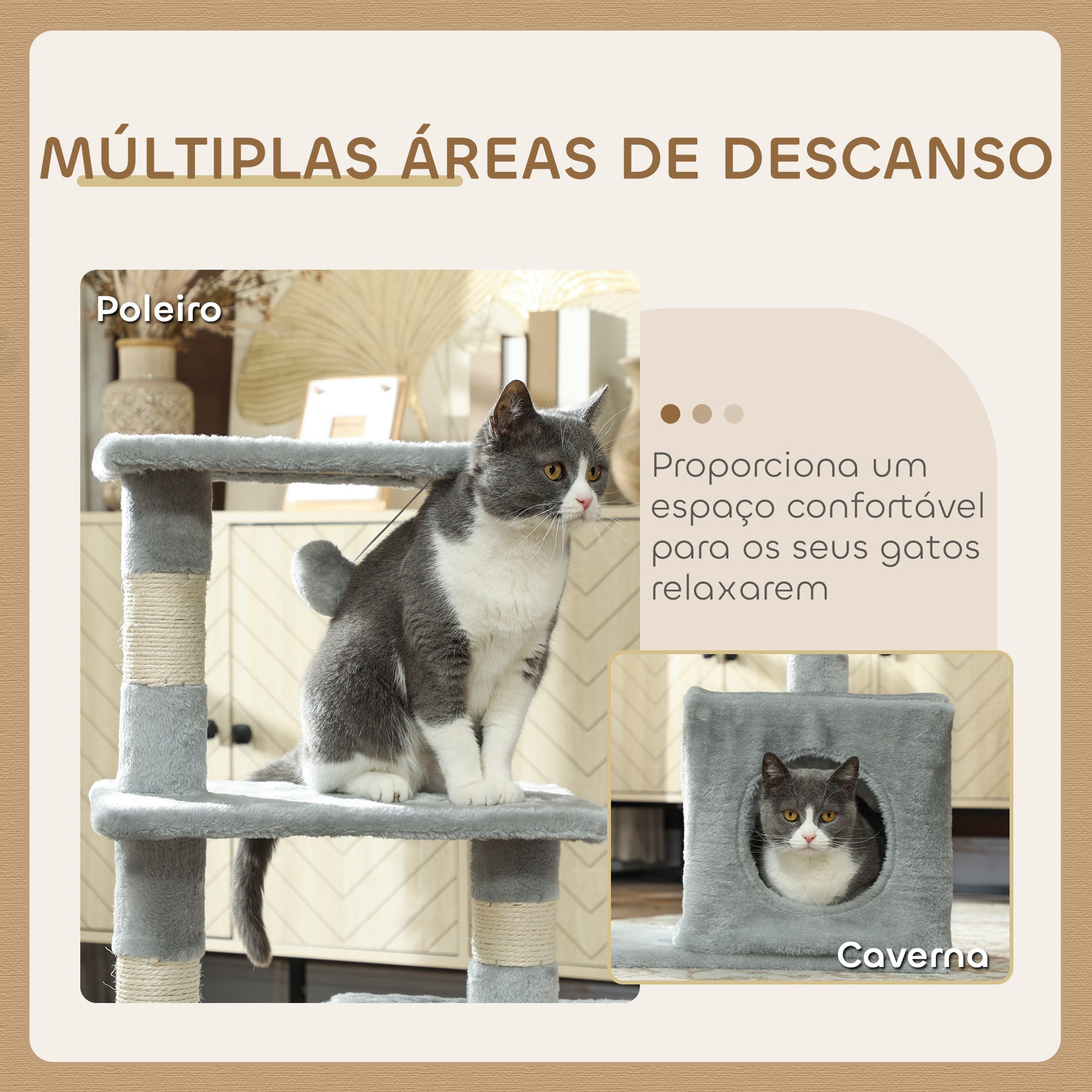 Arranhador para Gatos 50x30x81,5 cm Cinza Escuro Centro de Atividades com Poste de Sisal e Plataformas