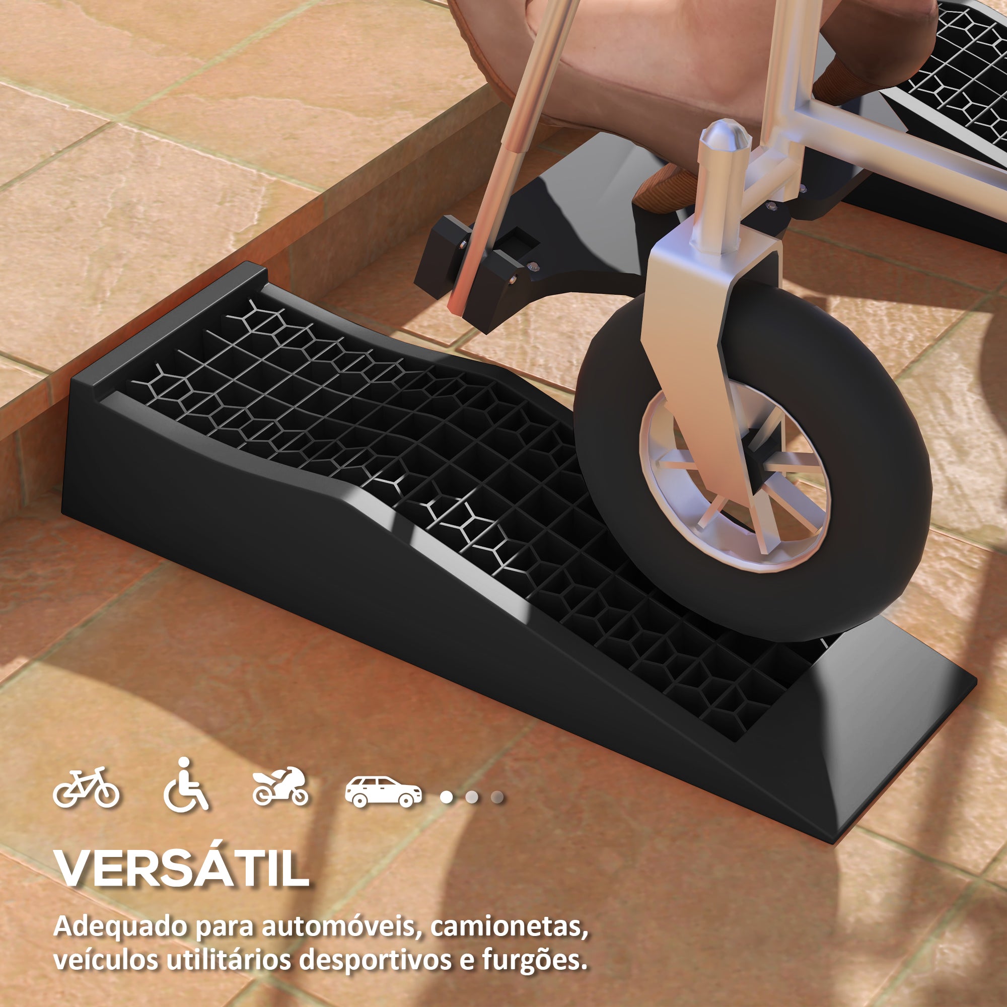 Conjunto de 2 Rampas de Plástico 70x19,5 cm - Cor Preto