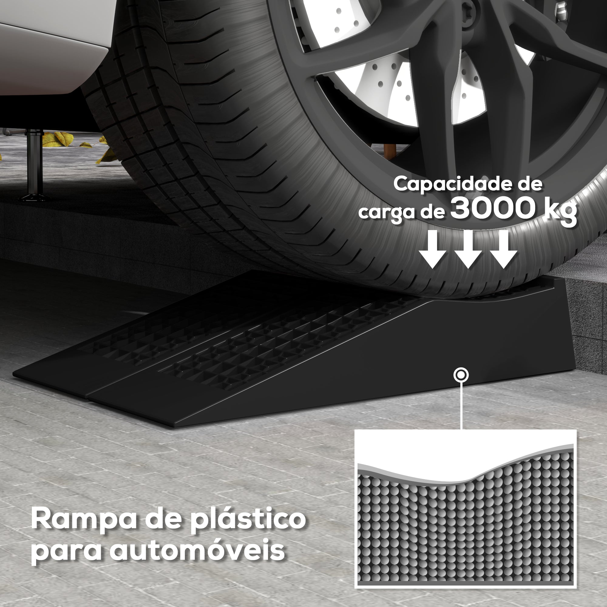 Conjunto de 2 Rampas de Plástico 70x19,5 cm - Cor Preto