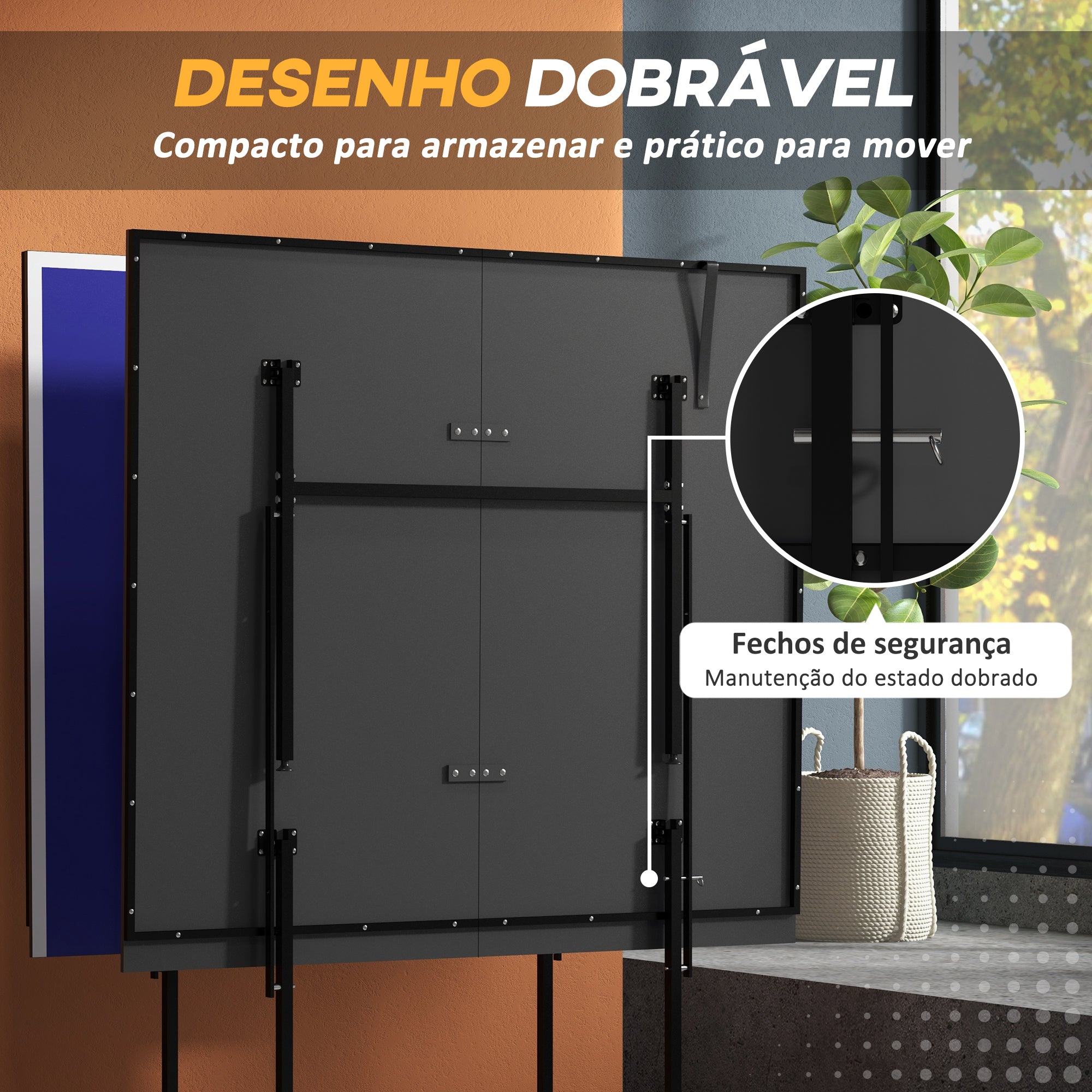 Mesa de Ping Pong Dobrável Profissional – 274x152,5x75,5 cm – Azul – MDF e Aço