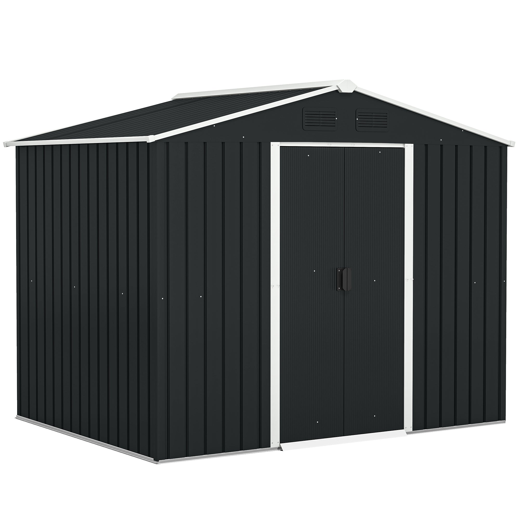 Abrigo de Jardim 236x174x190 cm Cinza - Armazenamento de Ferramentas com Ventilação