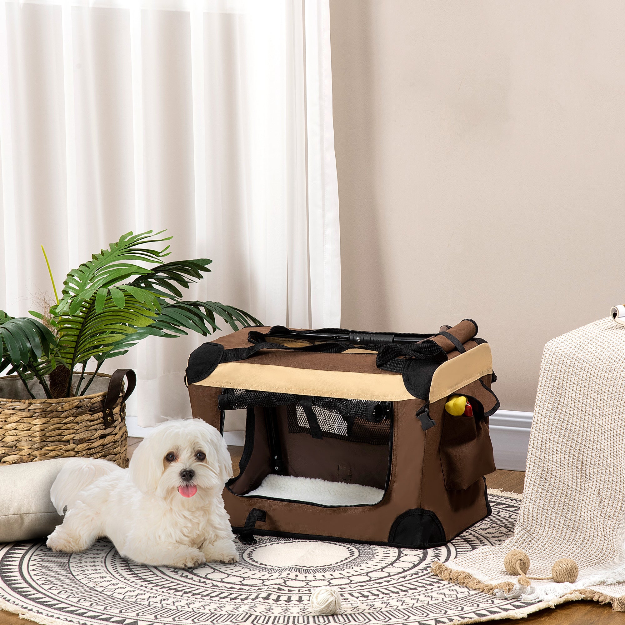 Transportadora para Cães e Gatos 50,5x33,5x35cm Marrom