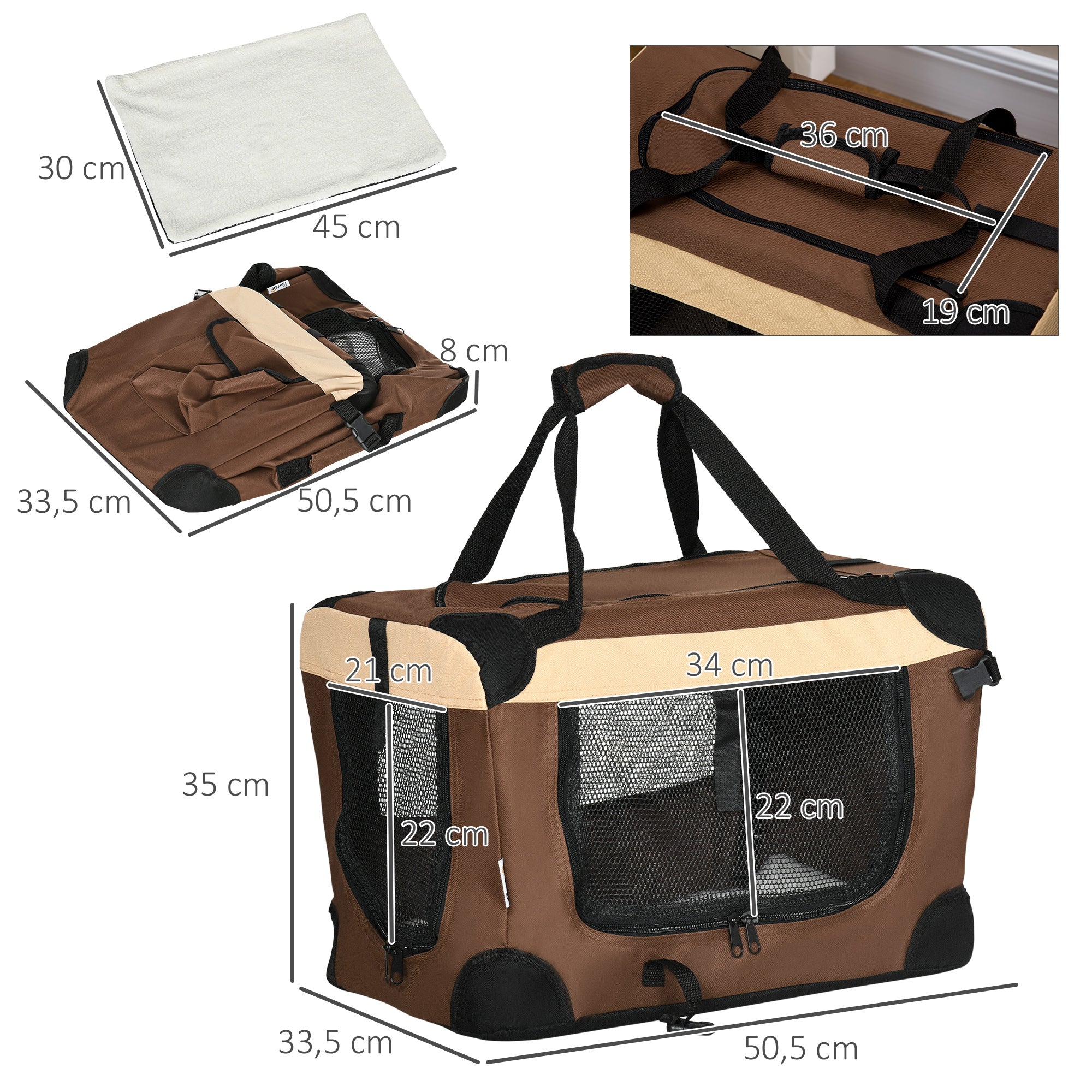 Transportadora para Cães e Gatos 50,5x33,5x35cm Marrom