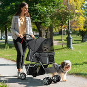 Carrinho de Passeio para Animais de Estimação 75x45x97 cm Cinzento