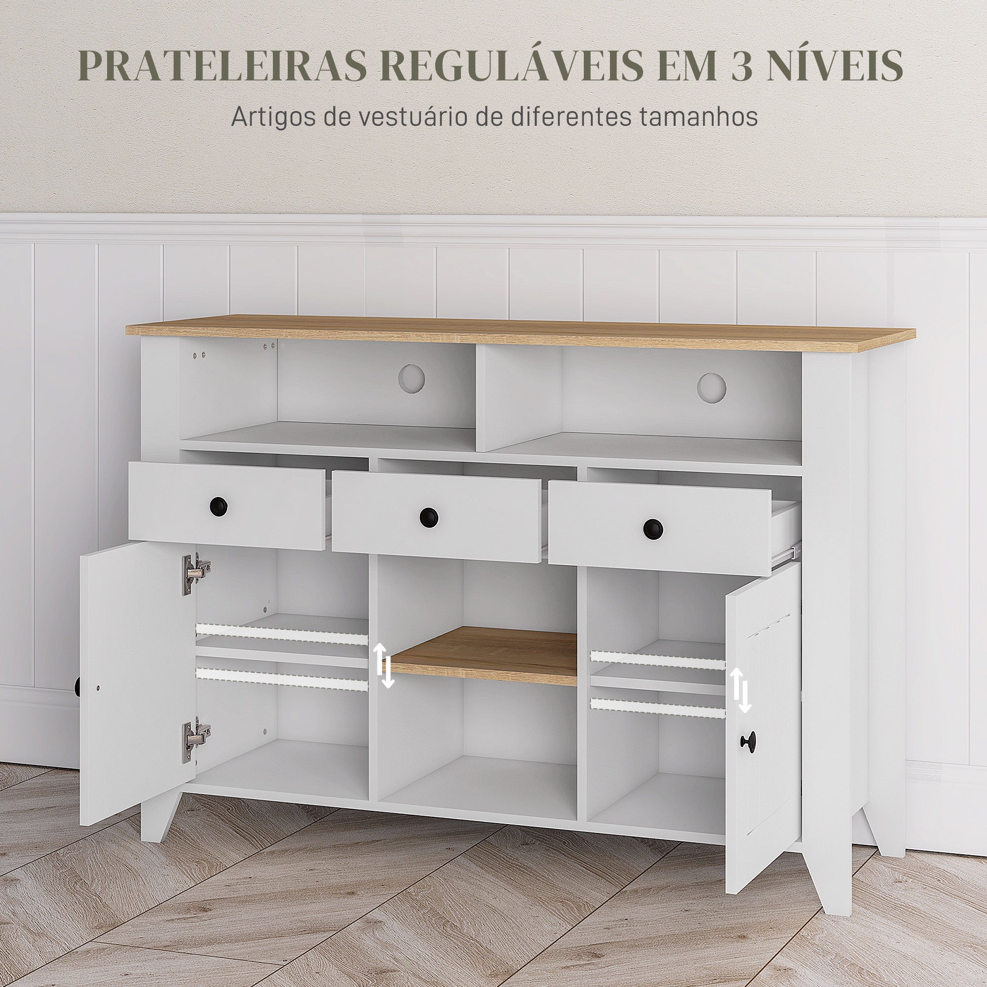 Aparador de Cozinha Moderno 120x38x81,5 cm Branco