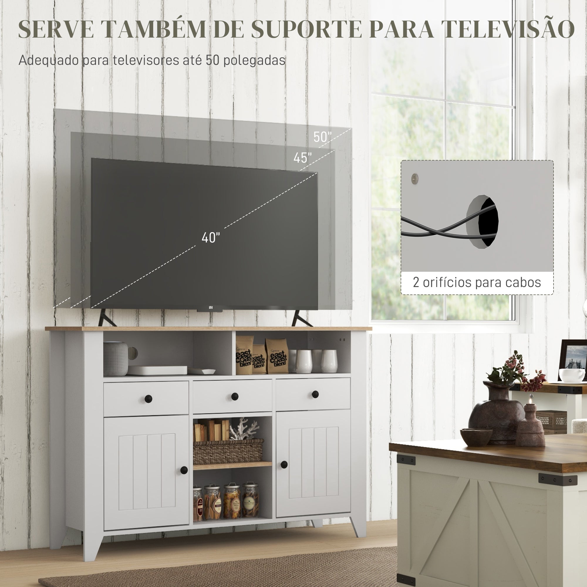 Aparador de Cozinha Moderno 120x38x81,5 cm Branco