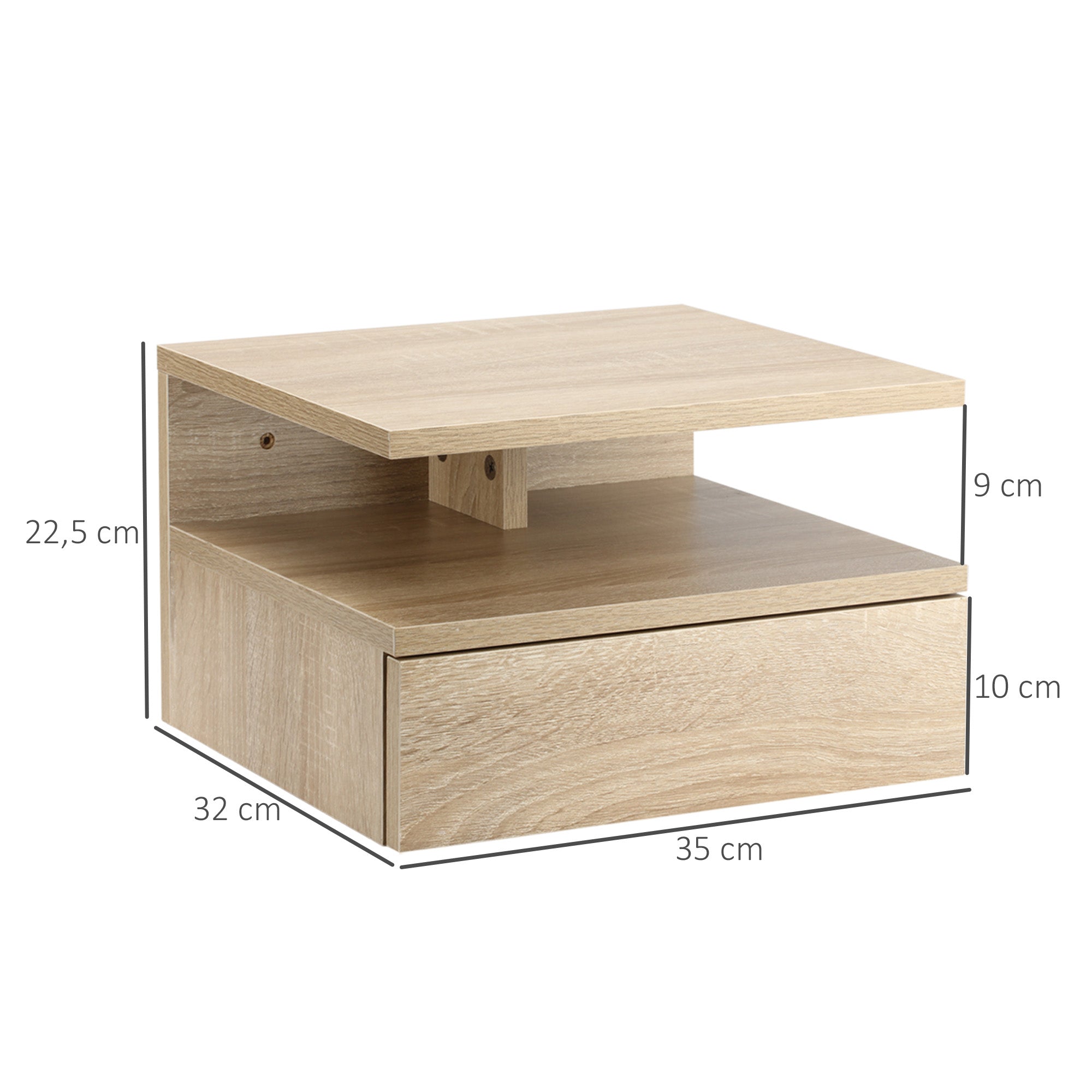 Conjunto de 2 Mesas de Cabeceira Flutuante 35x32x22,5 cm Cor Carvalho