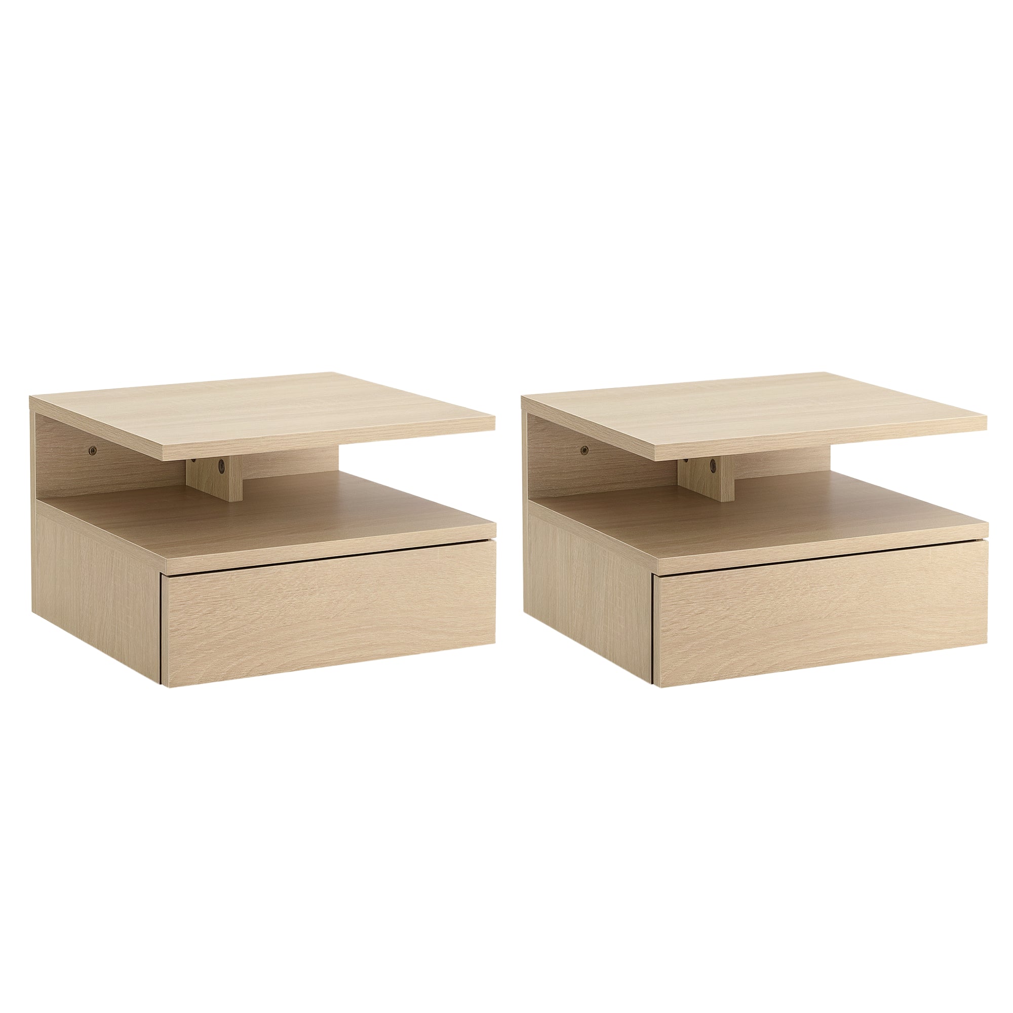 Conjunto de 2 Mesas de Cabeceira Flutuante 35x32x22,5 cm Cor Carvalho
