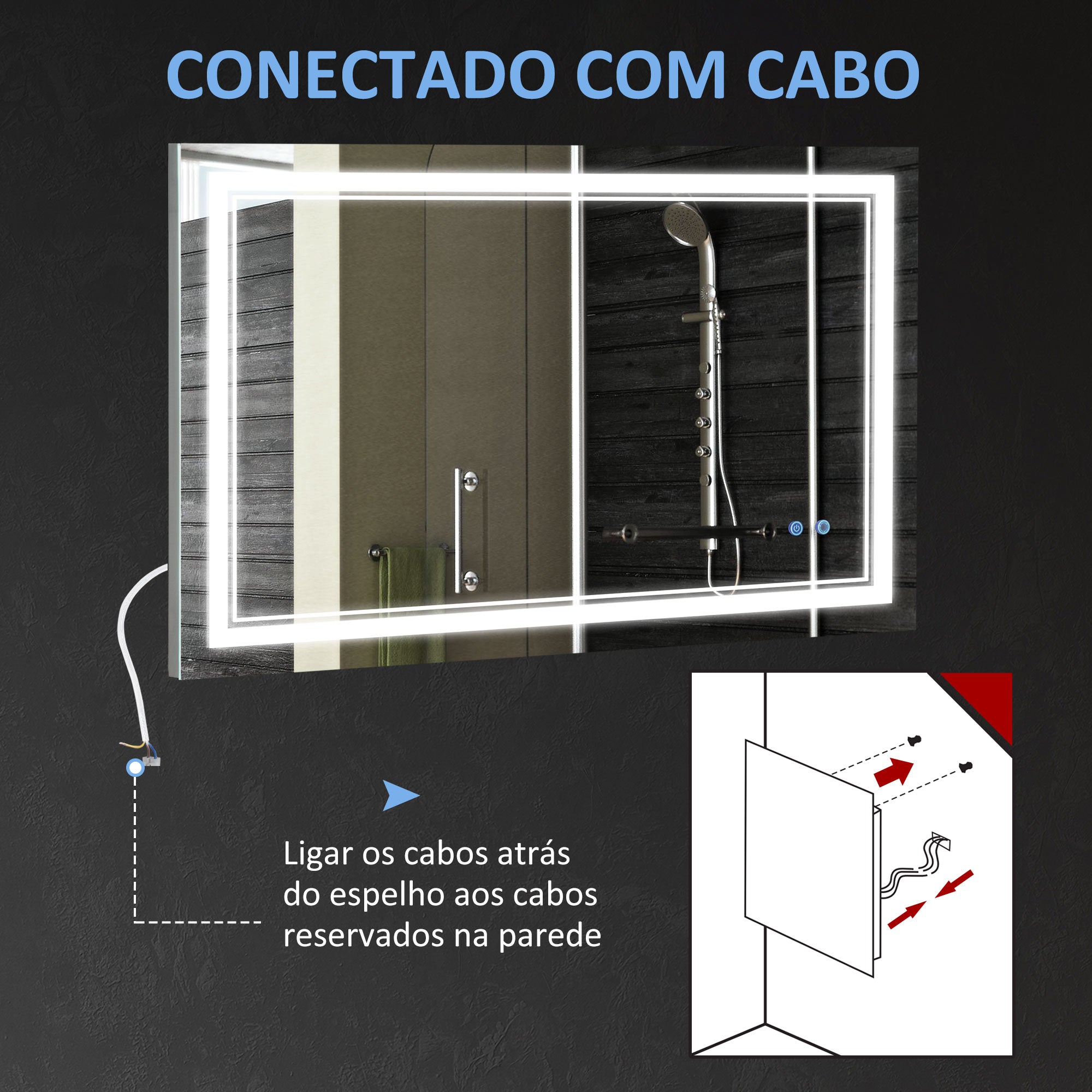 Espelho de Casa de Banho LED 100x60cm Prata