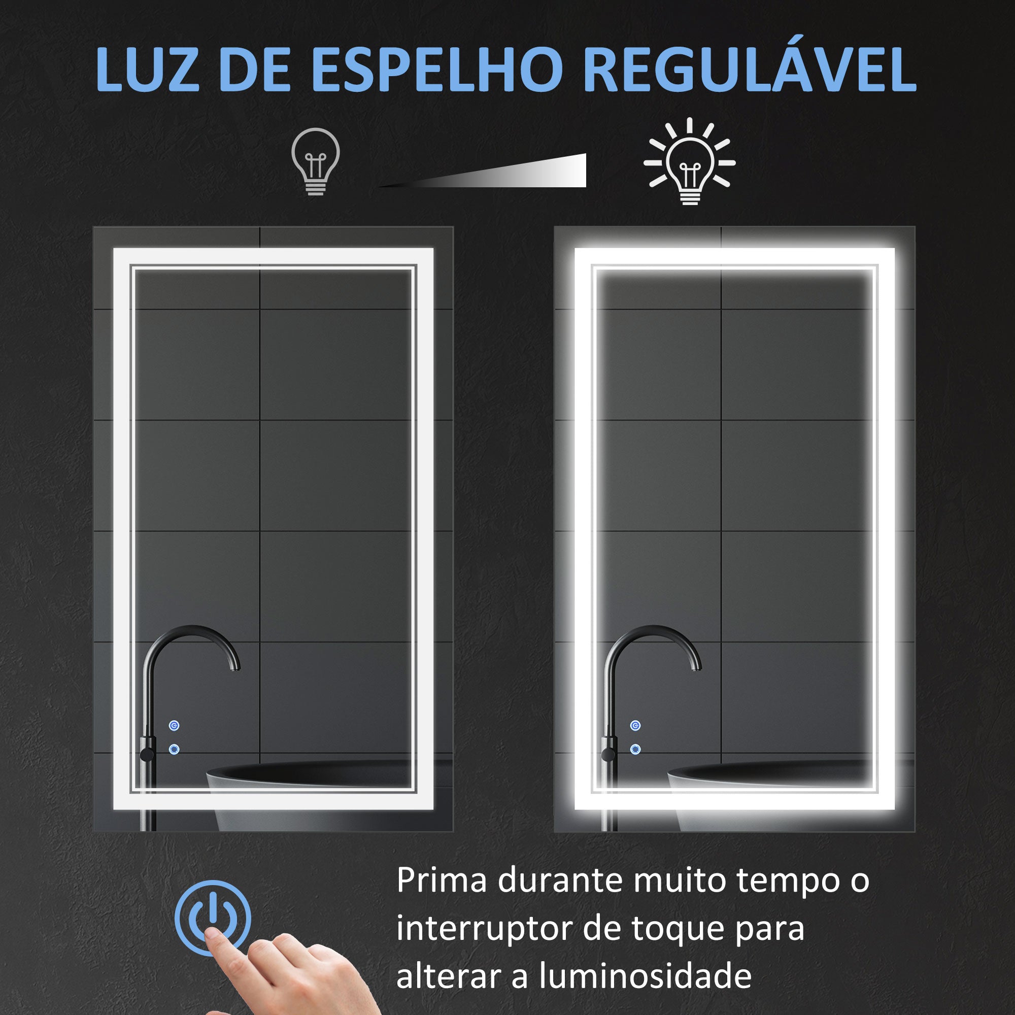 Espelho de Casa de Banho LED 100x60cm Prata