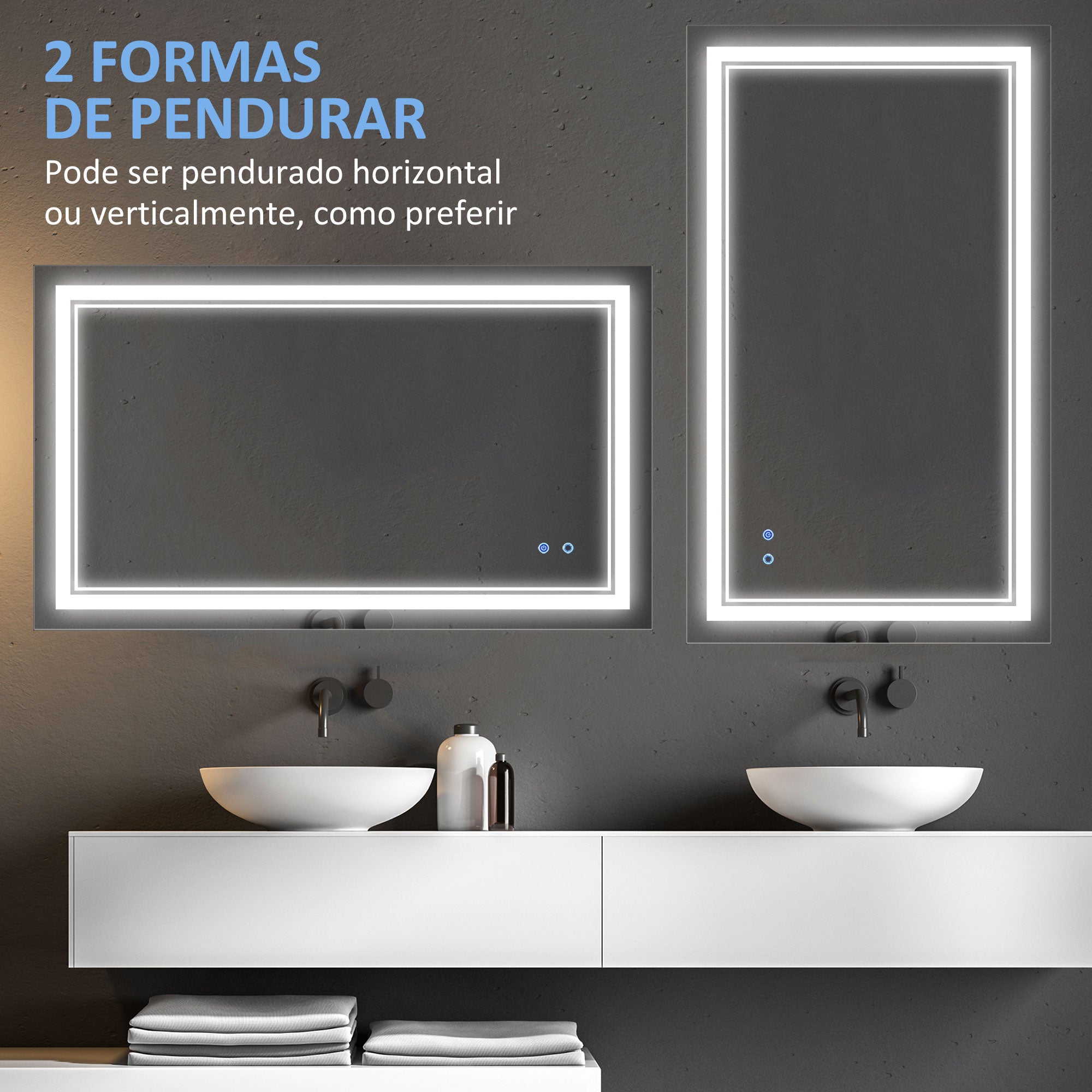 Espelho de Casa de Banho LED 100x60cm Prata
