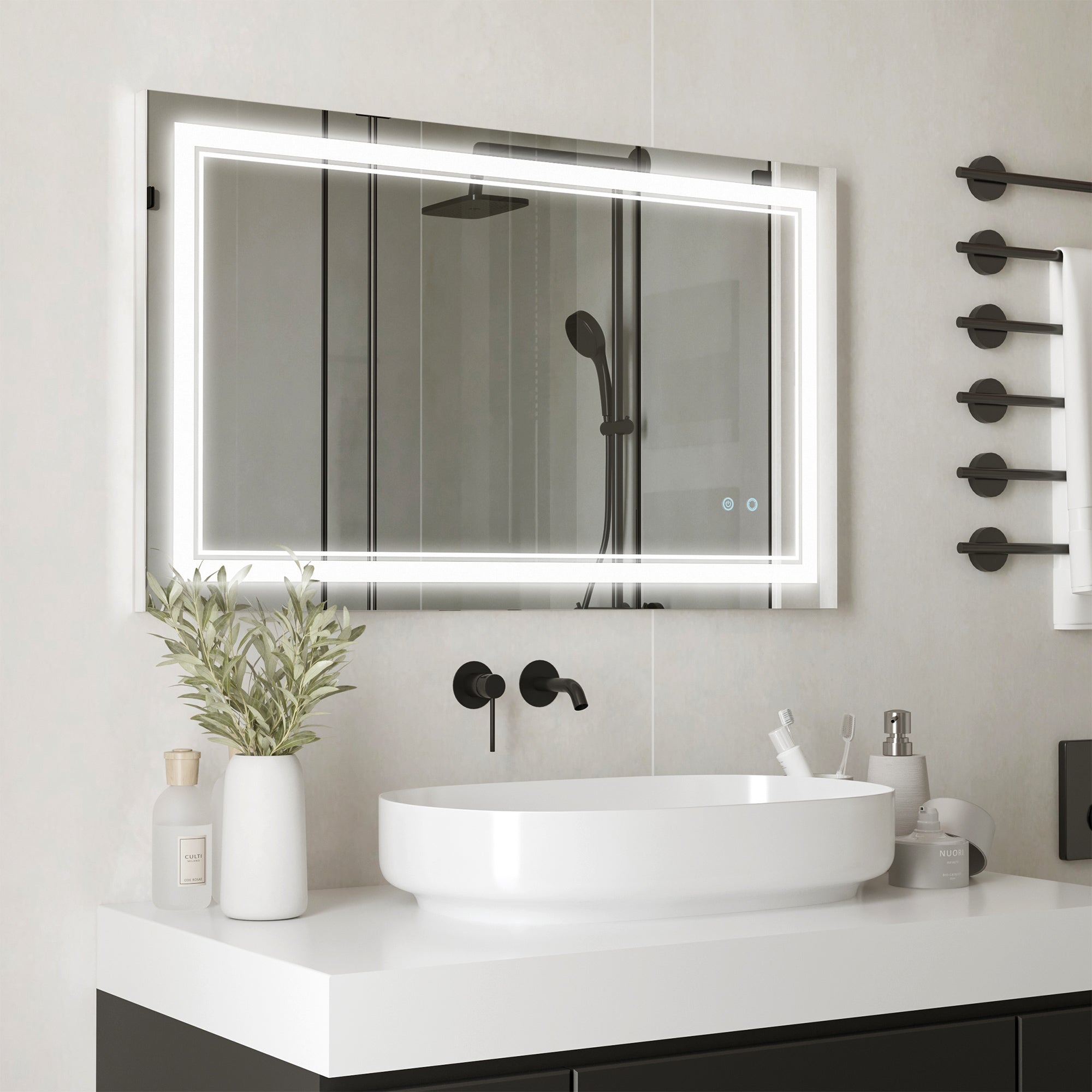 Espelho de Casa de Banho LED 100x60cm Prata