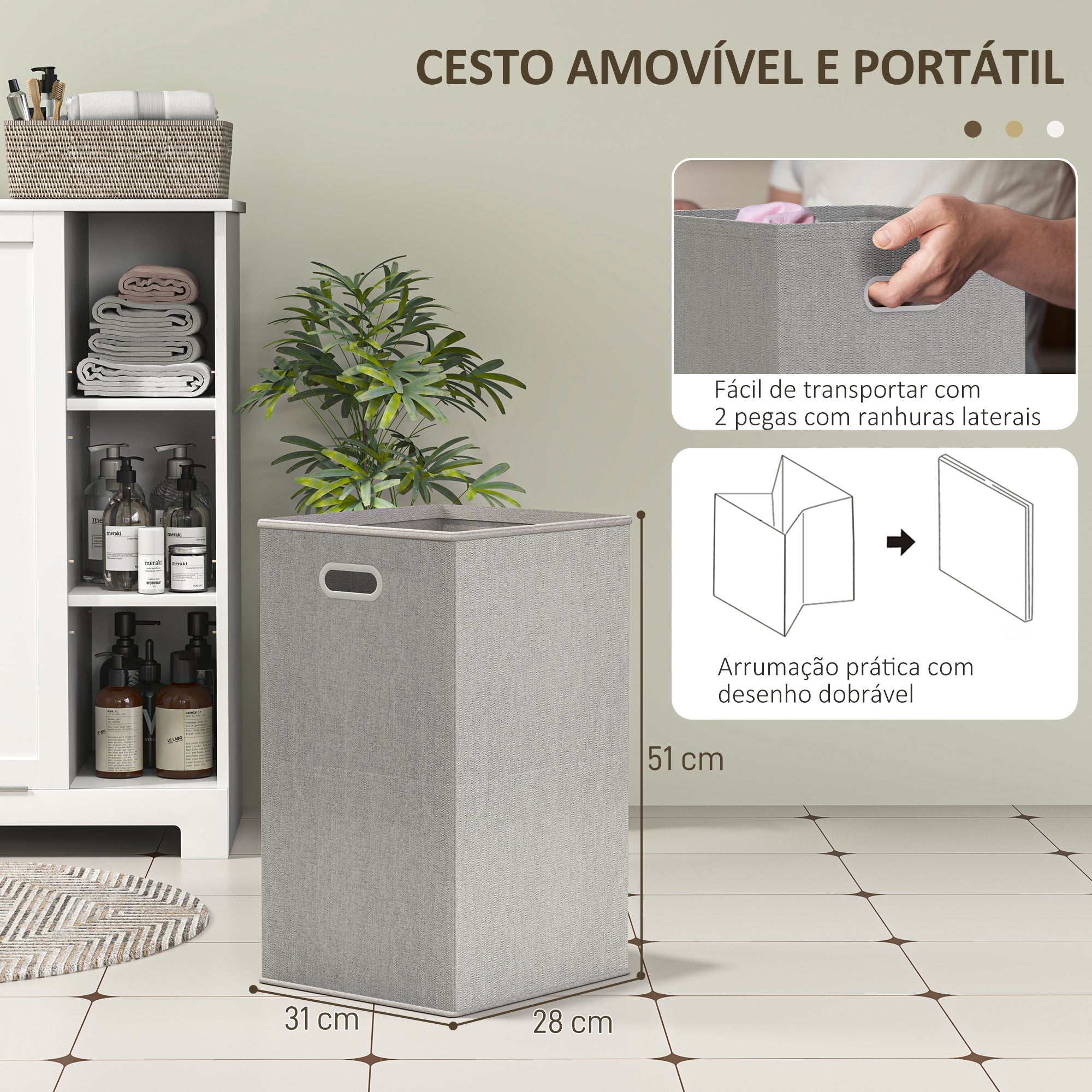 Móvel de Casa de Banho – 60x38x86 cm – Branco – MDF e Melamina
